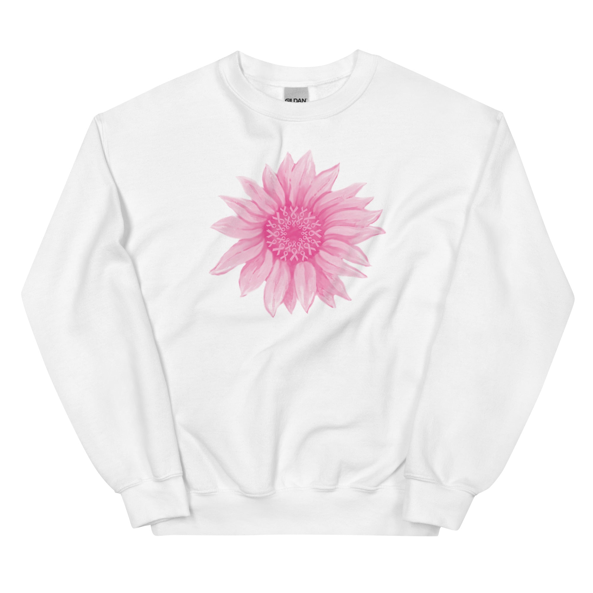 Pink Ribbon Sunflower Crewneck Sweatshirt