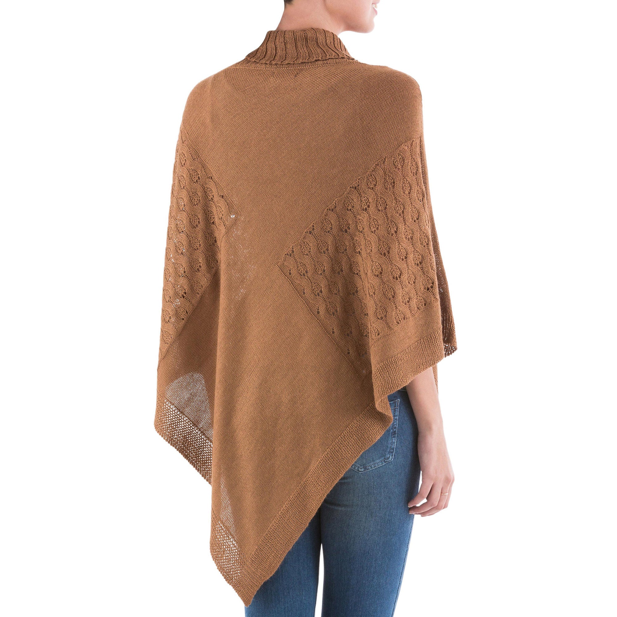 Copper Reality Squared Brown Knit Poncho