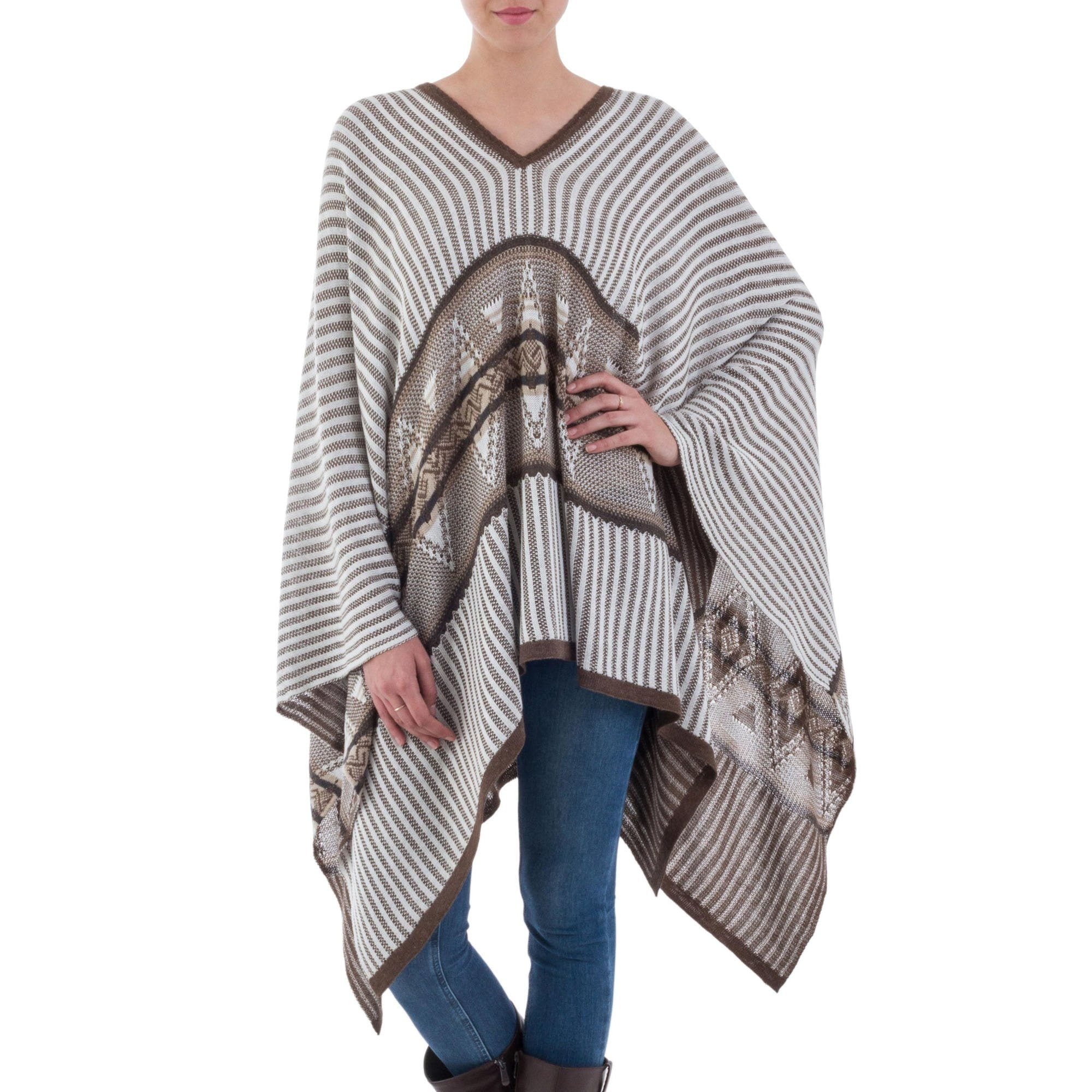 Geometric Striped Bohemian Poncho