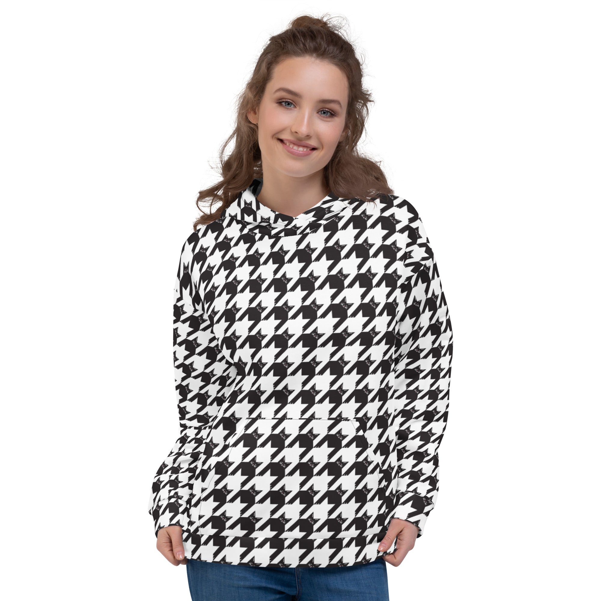 Black Cat Houndstooth Hoodie