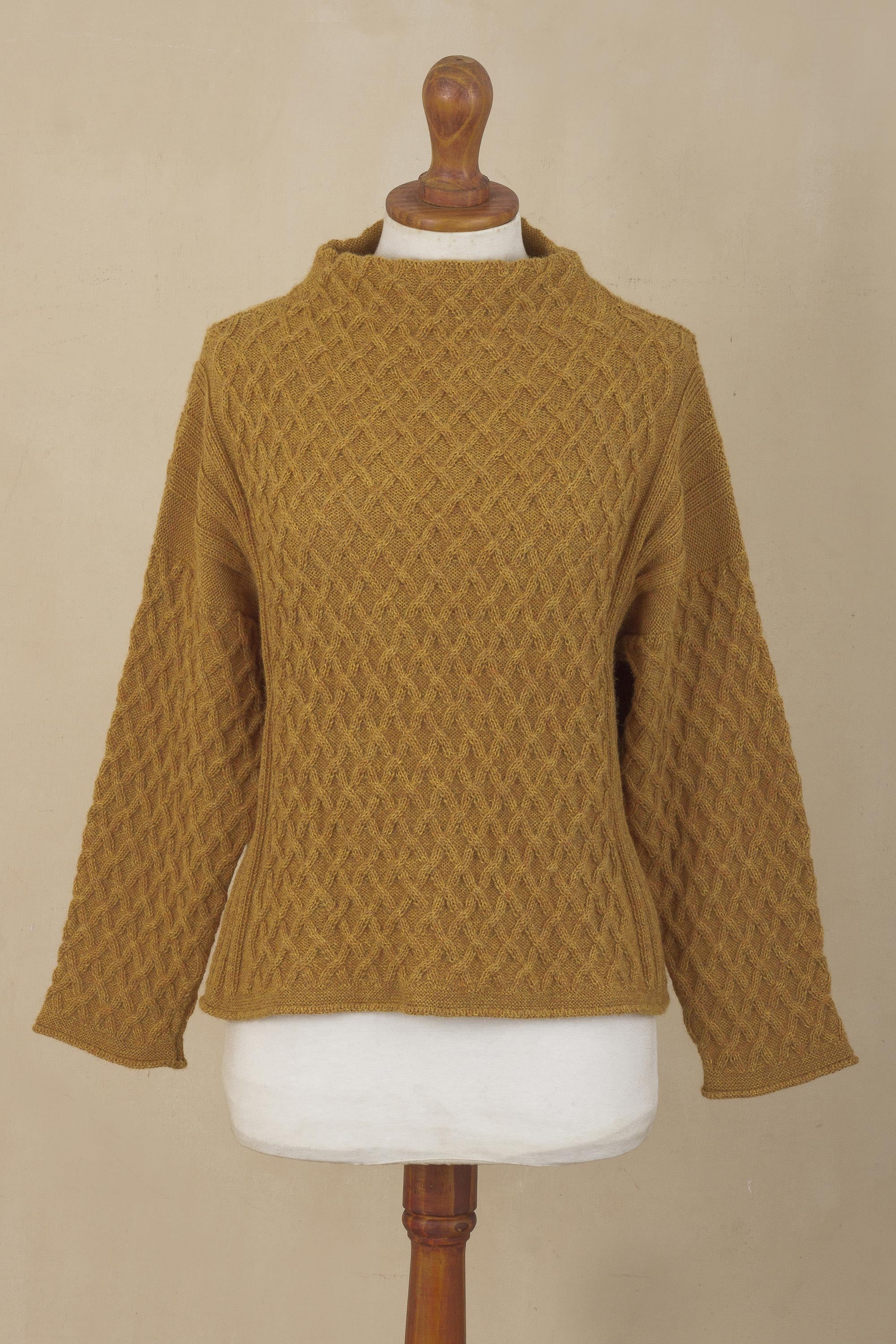 Antique Gold Trellis Women's Antique Gold 100% Alpaca Sweater