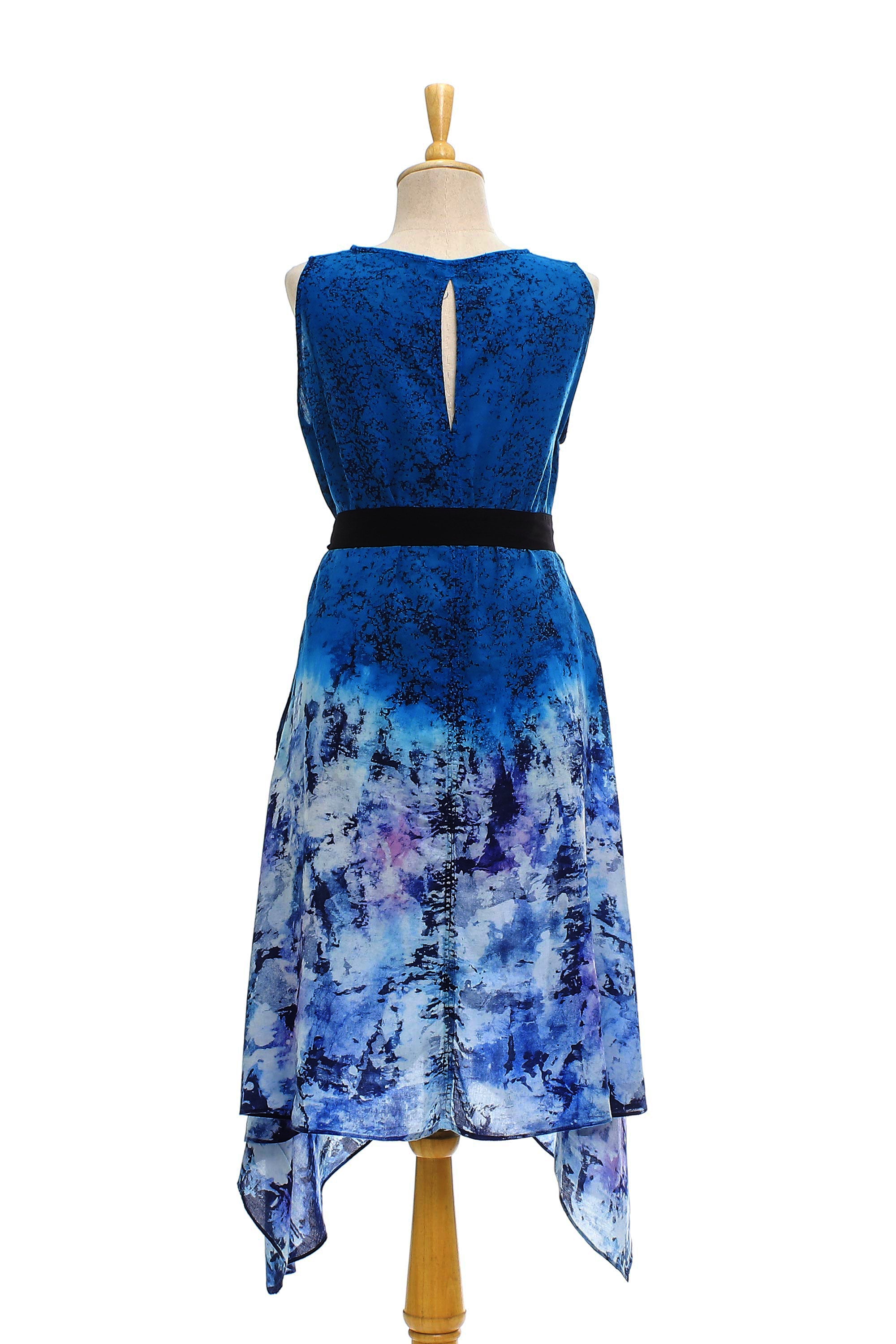 Whirlwind in Blue Handkerchief Hem Peacock Blue Wrap Dress