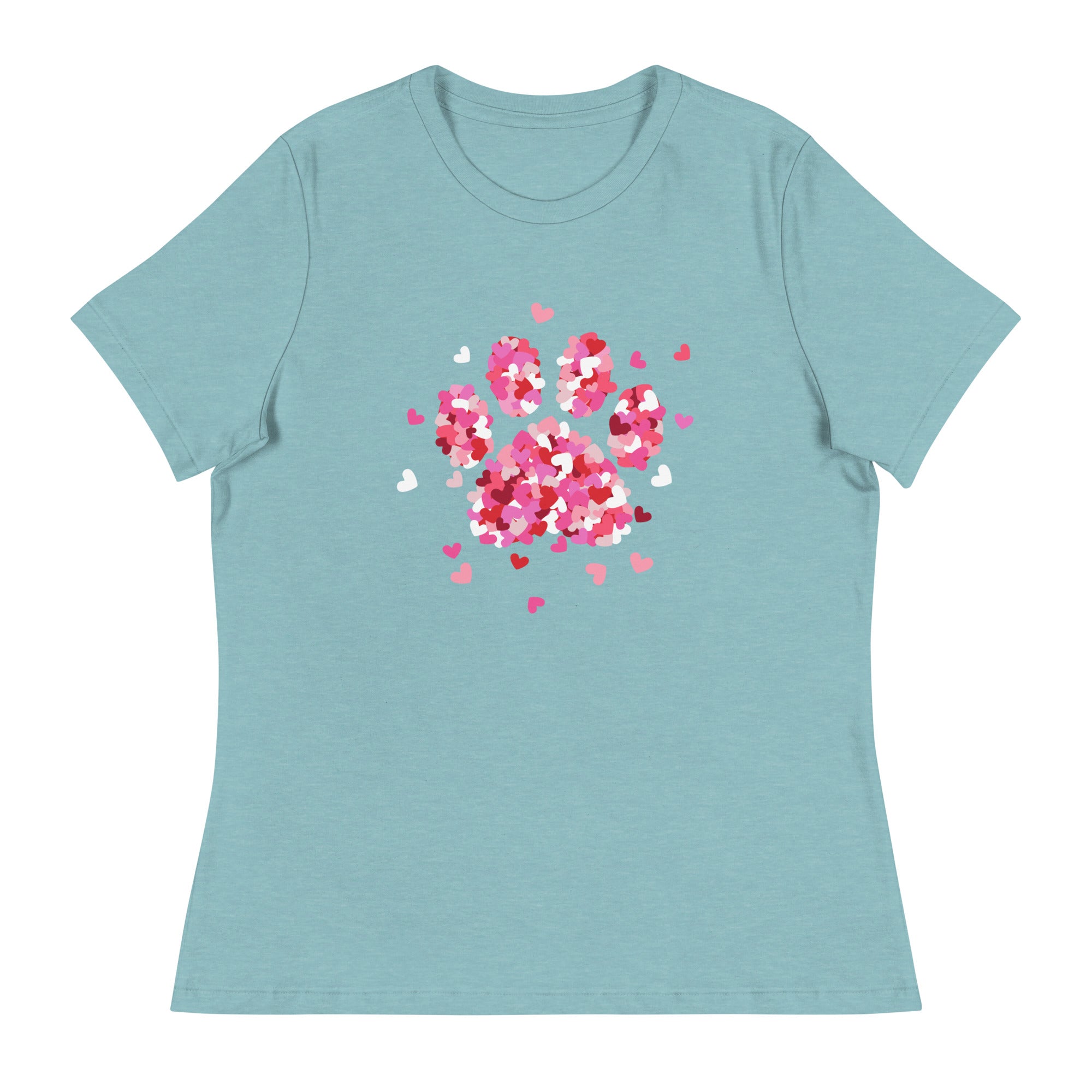 Pink Paw Print of Hearts Women's Relaxed T-Shirt