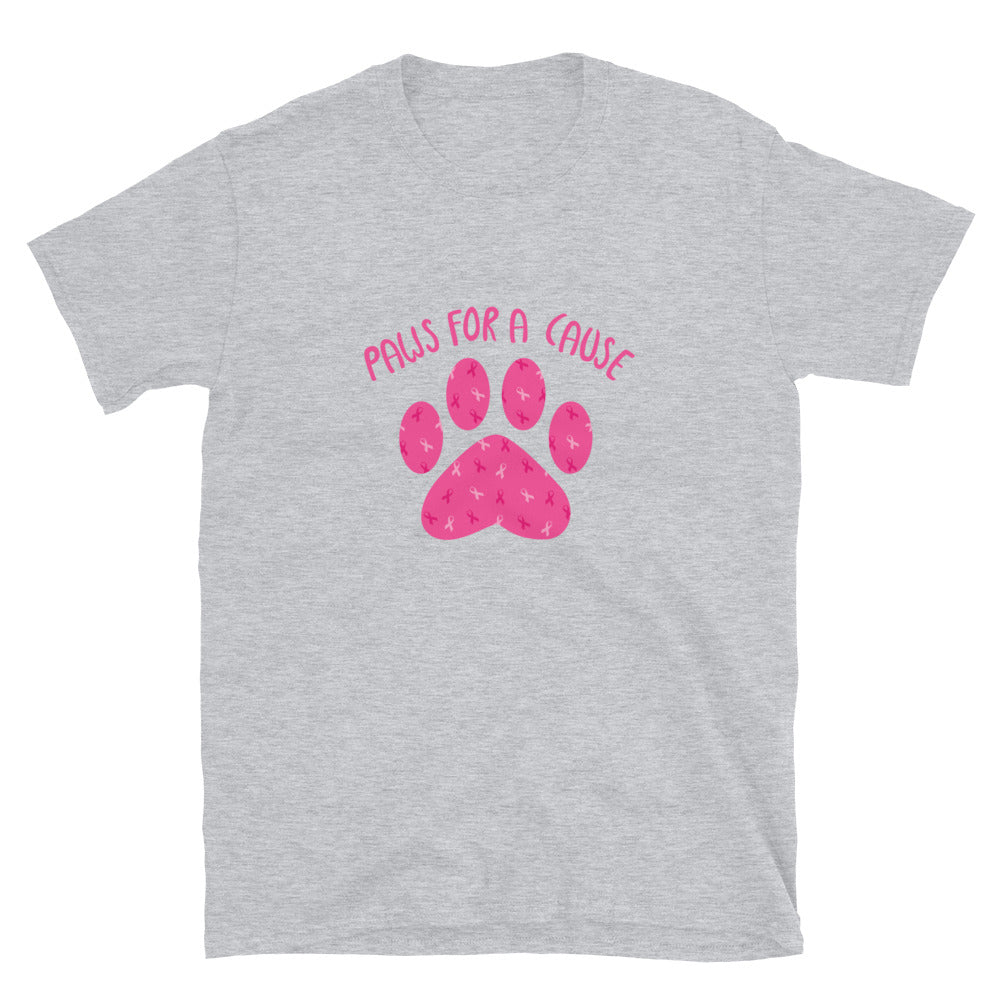 Paws For A Cause Pink Ribbon Paw Print T-Shirt