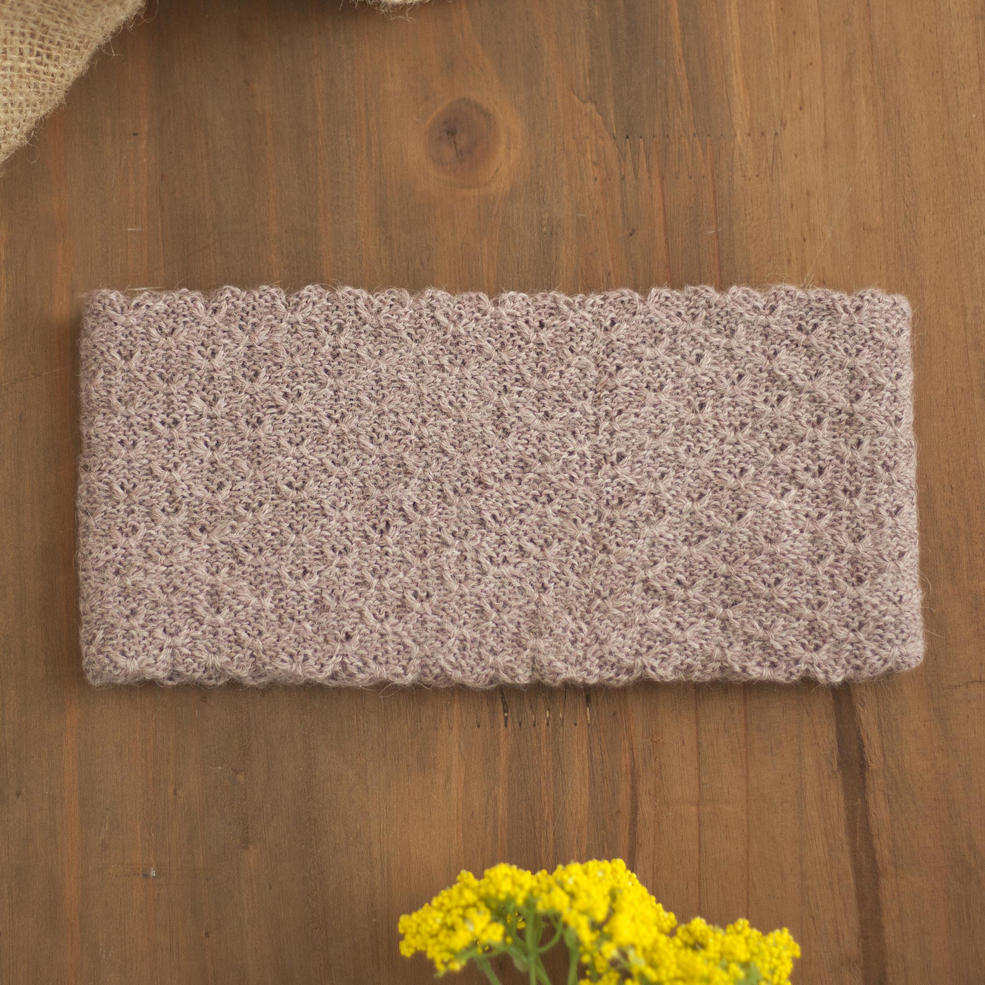 Wavelength in Dusty Rose Dusty Rose 100% Baby Alpaca Honeycomb Pattern Knit Headband