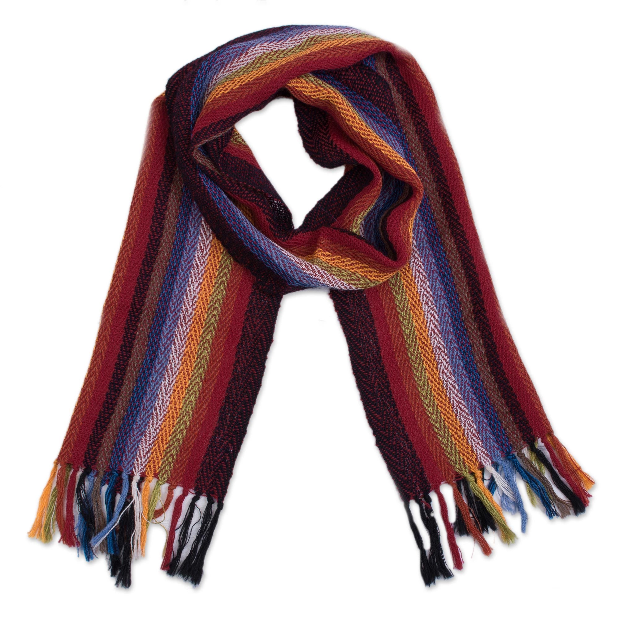 Andean Rainbow Rainbow 100% Alpaca Striped Scarf from Peru