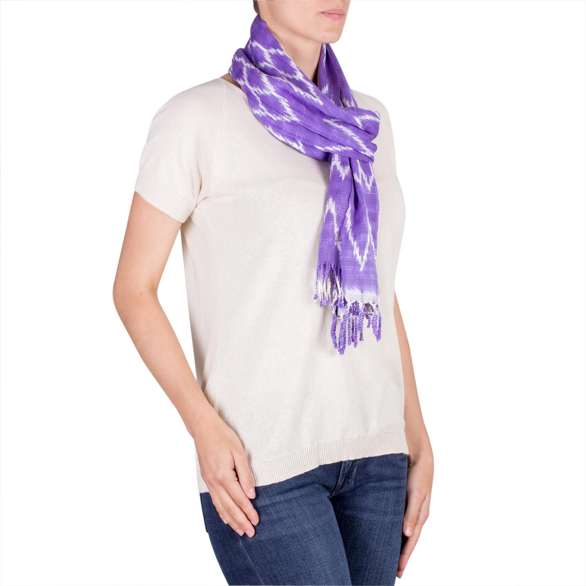 Solola Lilacs Backstrap Loom Lilac Cotton Scarf with Organic Dyes