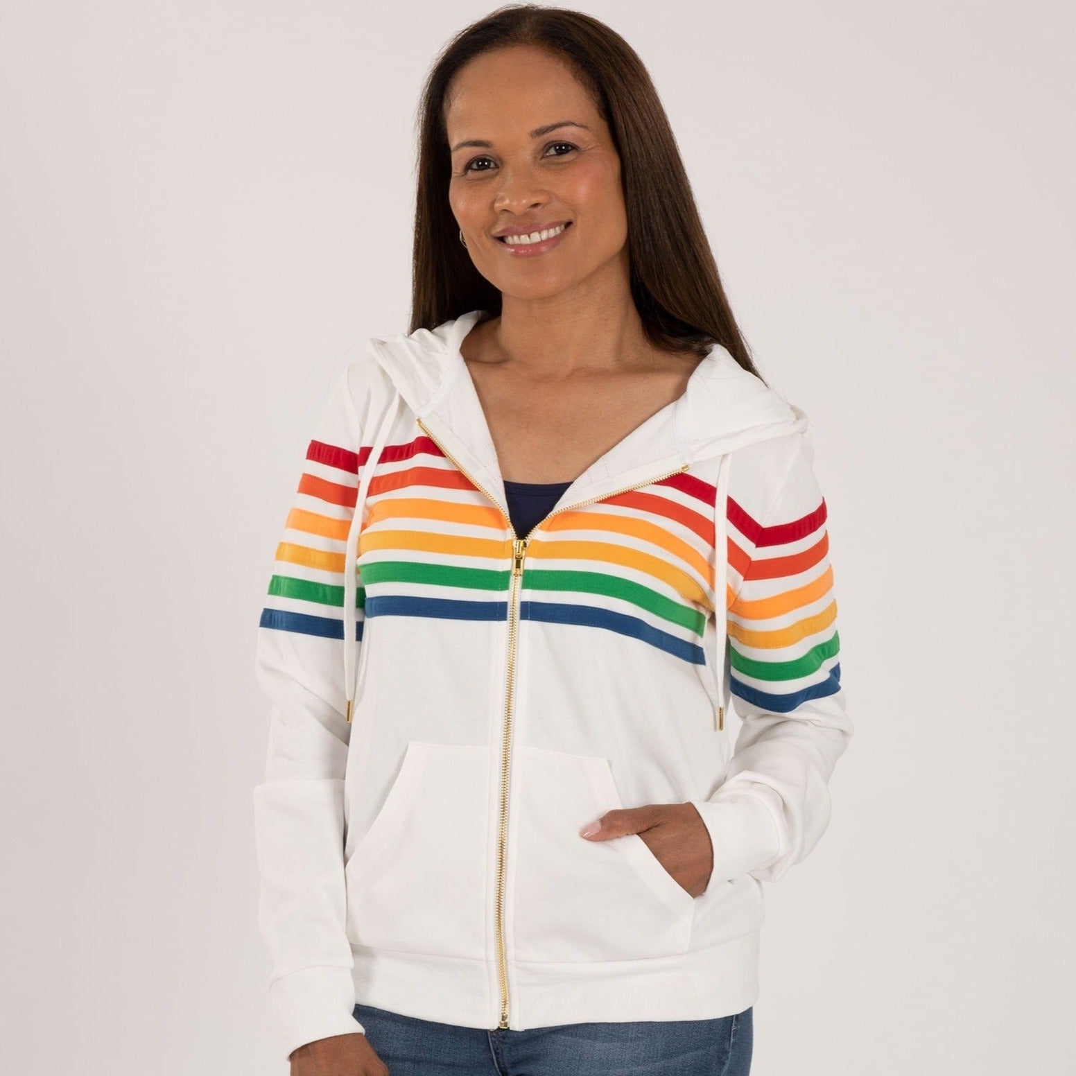 Retro Stripe Zip Up Hoodie