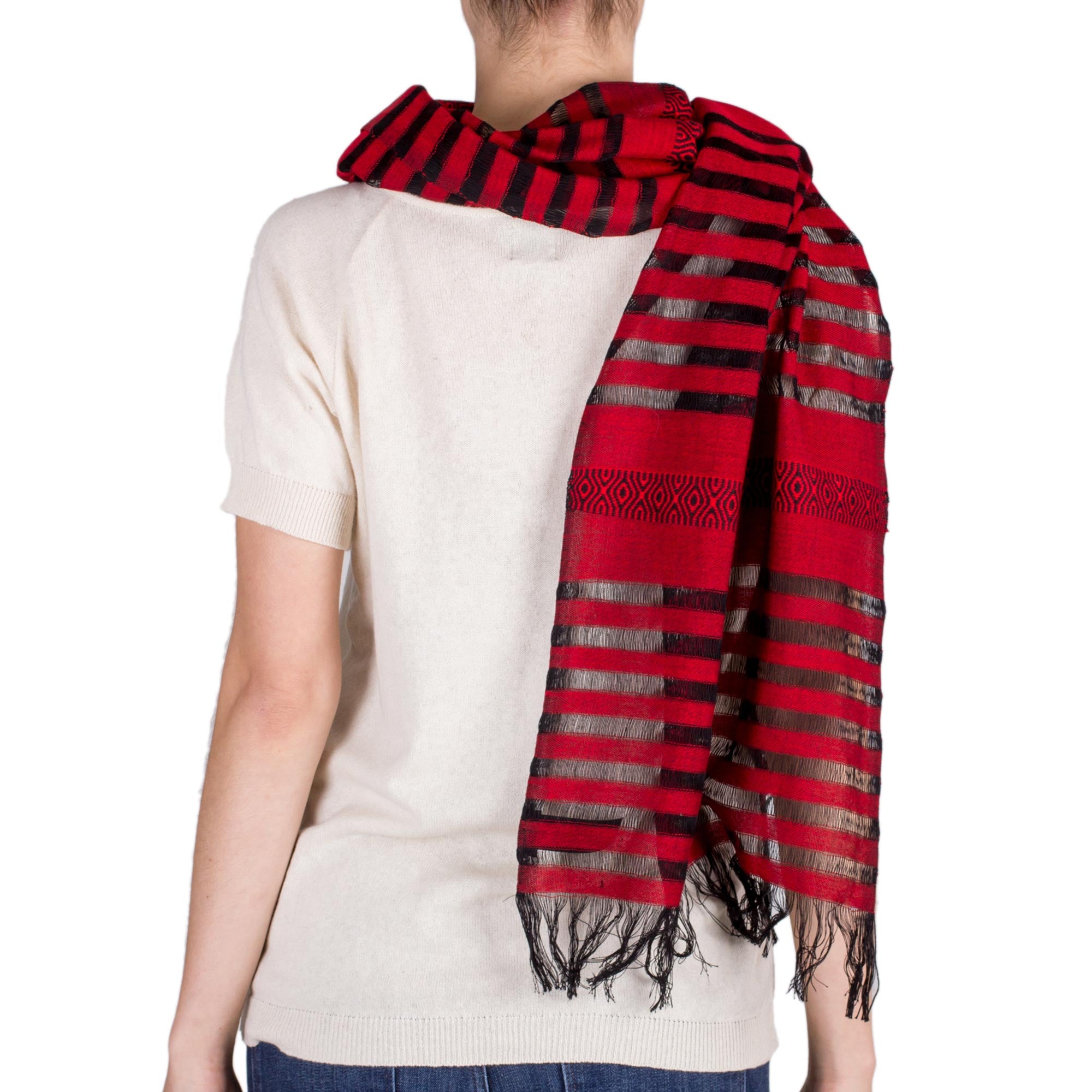 Red Totonicapan Diamonds Cotton scarf