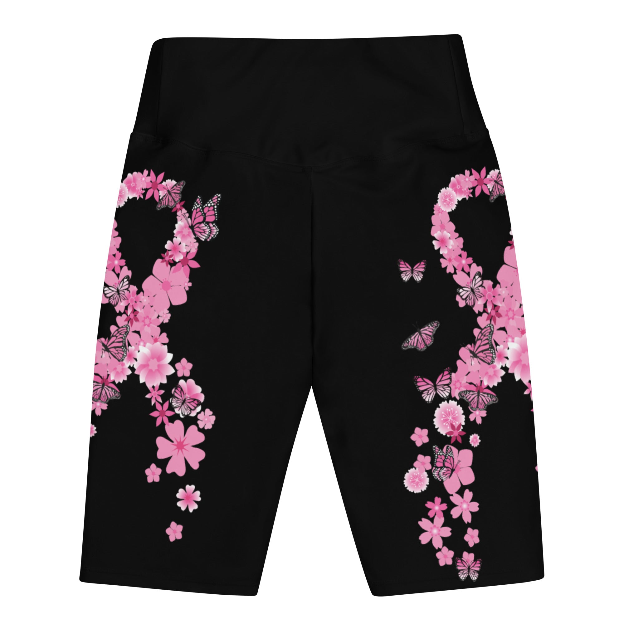 Pink Ribbon Butterflies Take Flight Biker Shorts