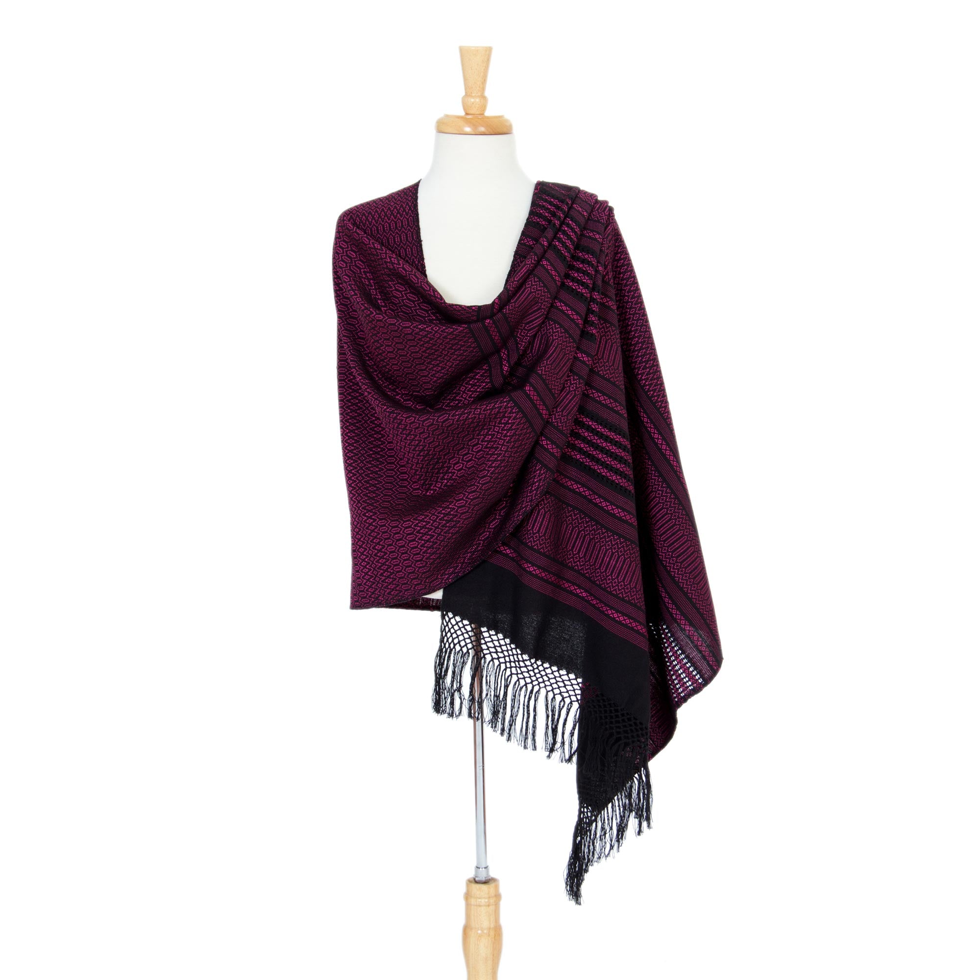 Mexican Rose Zapotec Cotton Rebozo Shawl