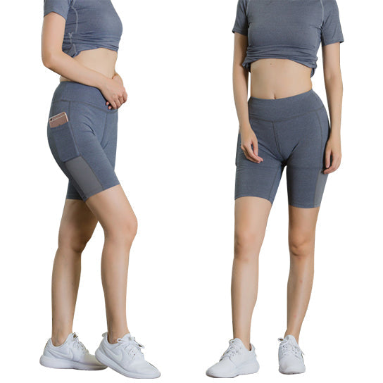 Stretchy Yoga Shorts with Phone Pocket