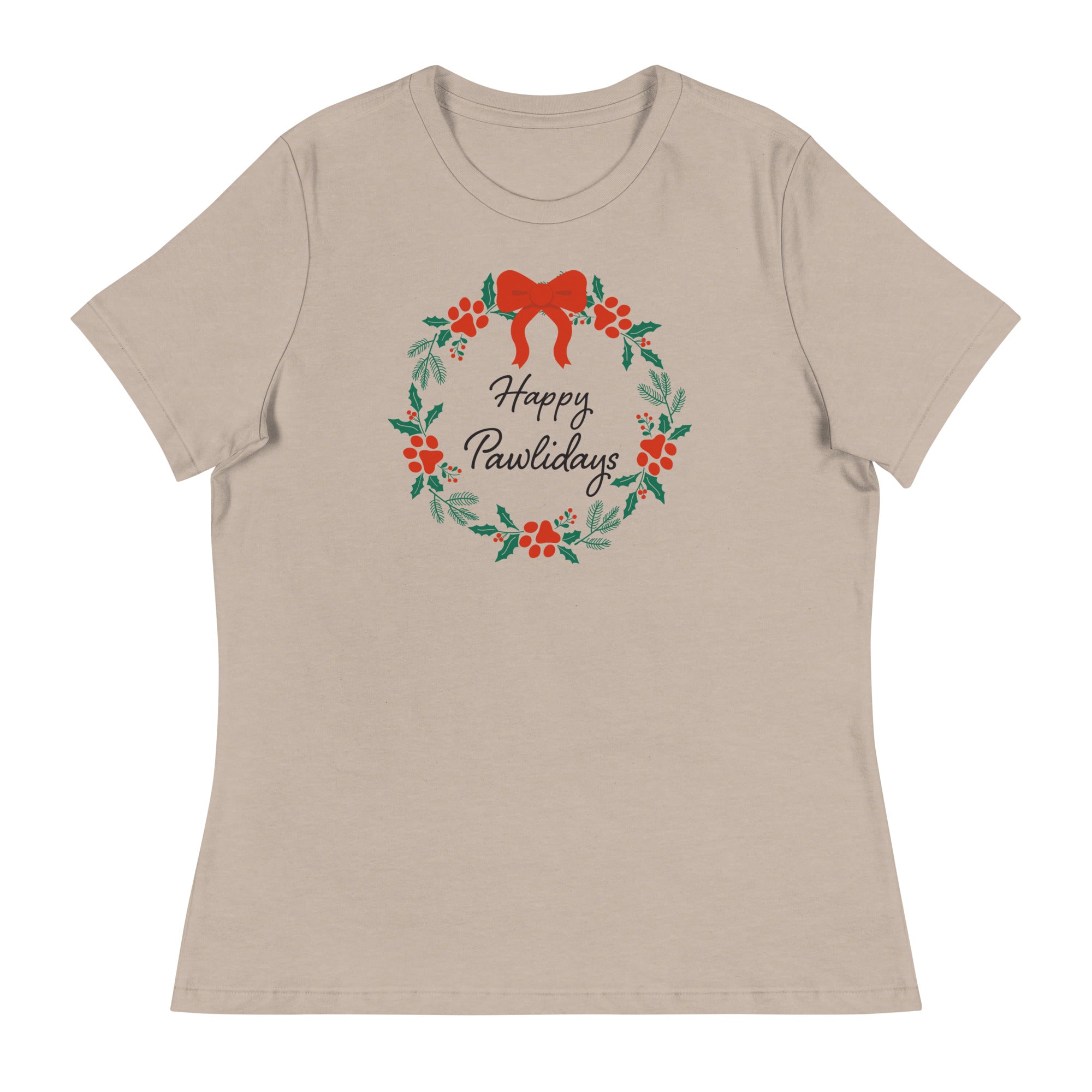 Happy Pawlidays Wreath Women's Relaxed T-Shirt