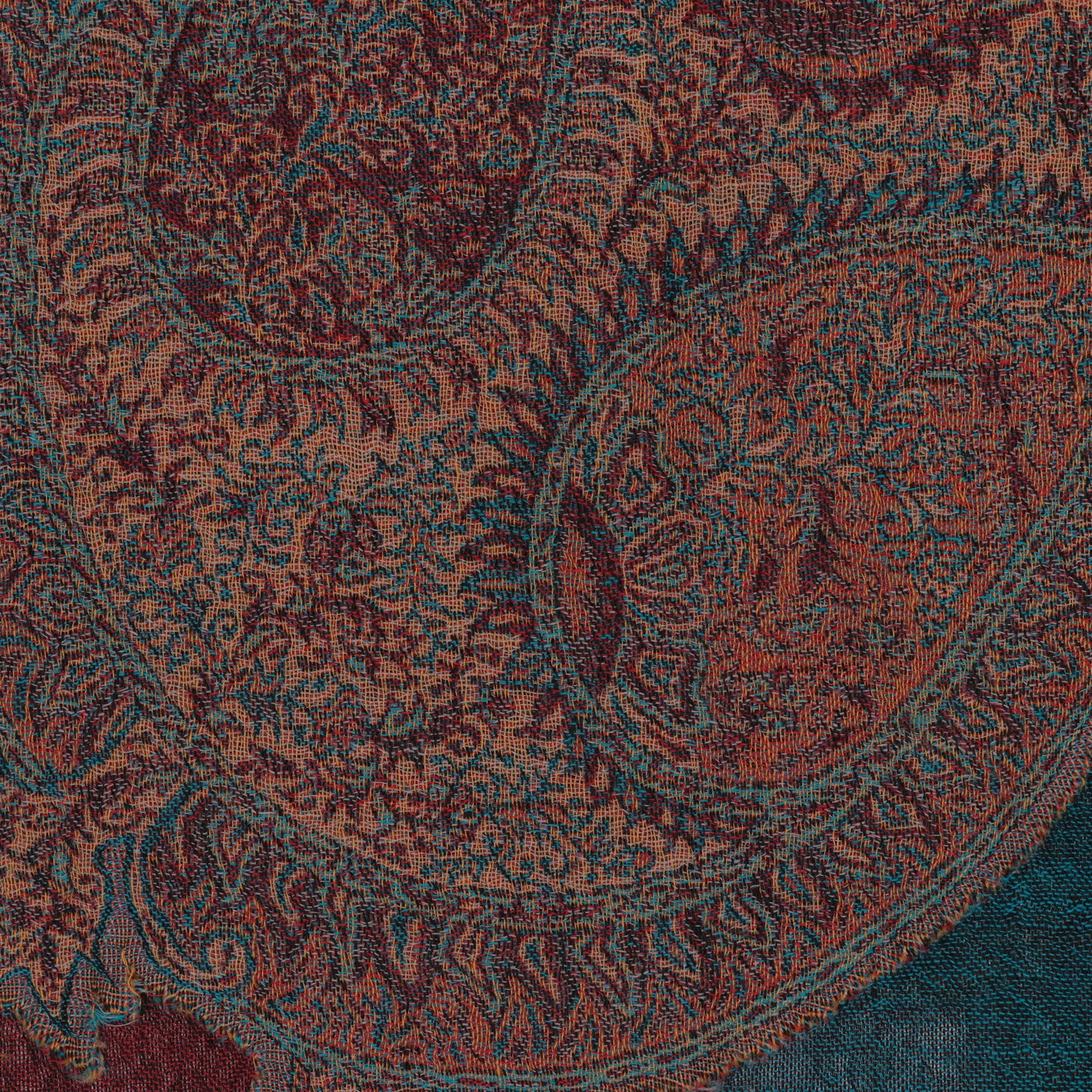 Colorful Paisleys Paisley Motif Jamawar Wool Shawl from India