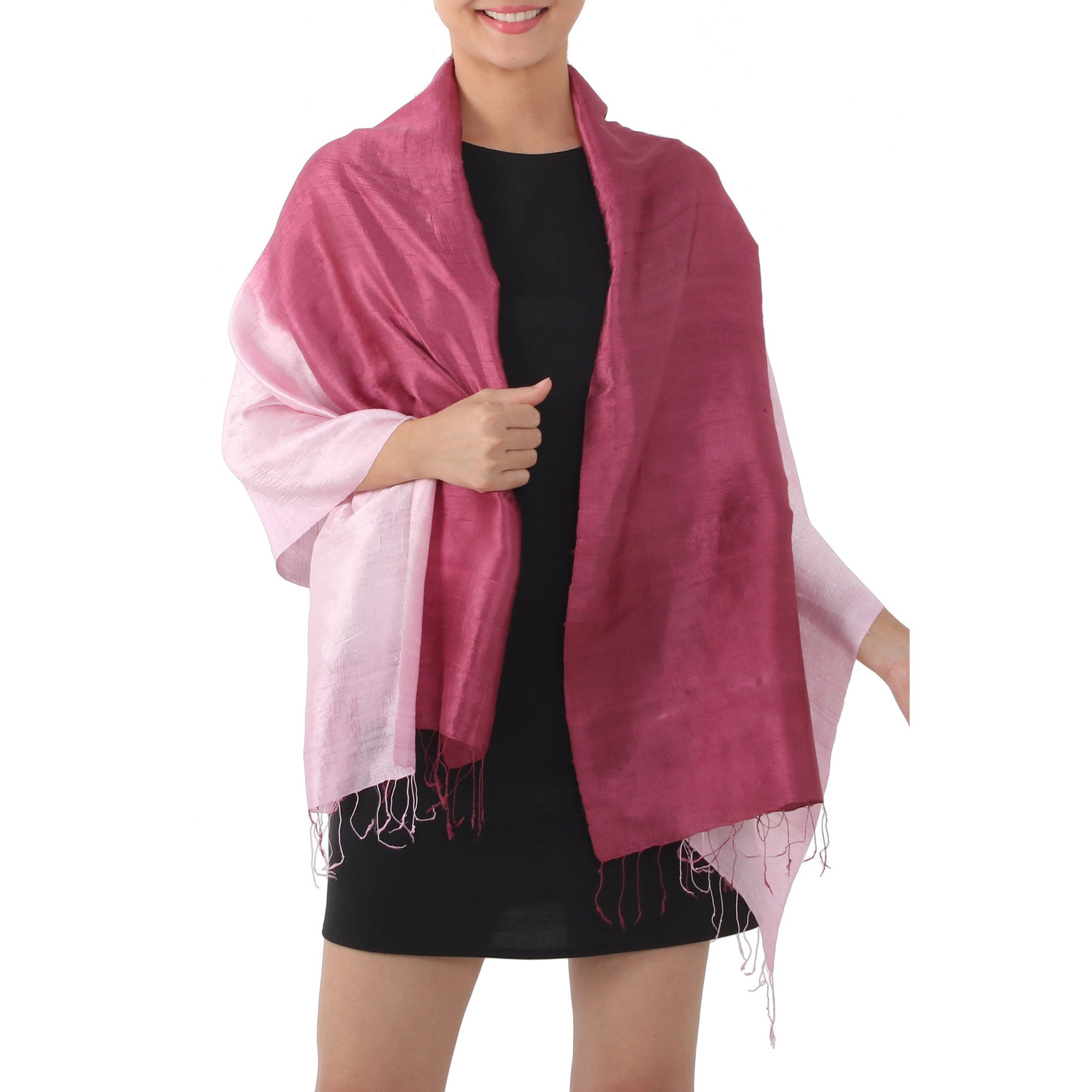 Shimmering Orchid Pink Silk Shawl