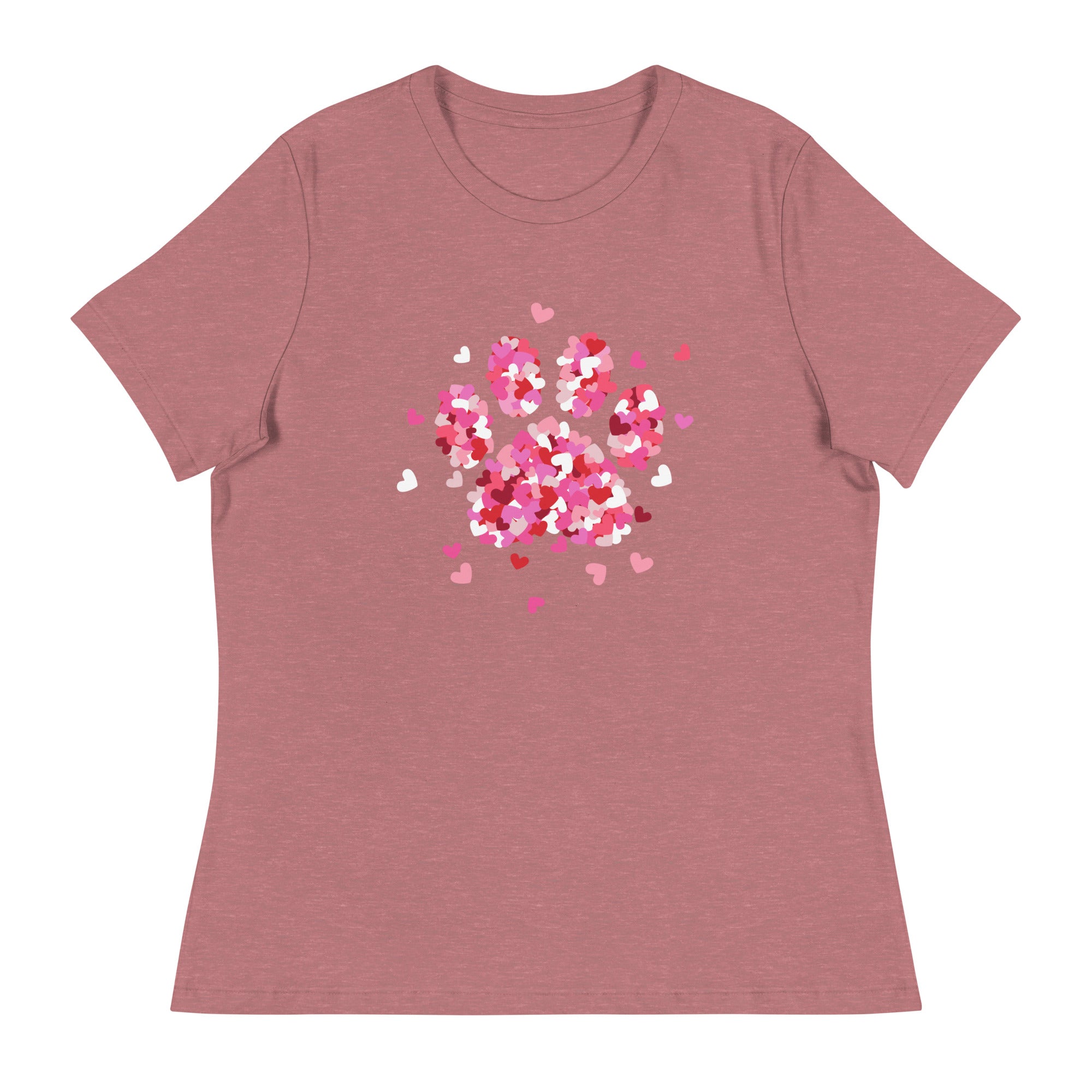 Pink Paw Print of Hearts Women's Relaxed T-Shirt