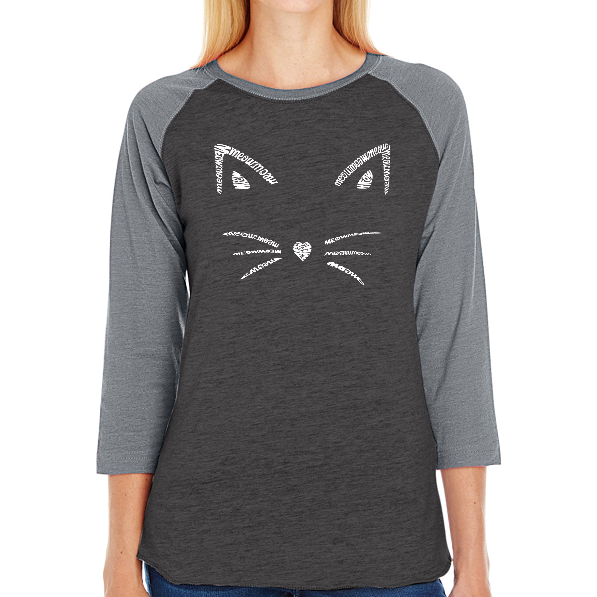 Whiskers  - Women's Raglan Baseball Word Art T-Shirt