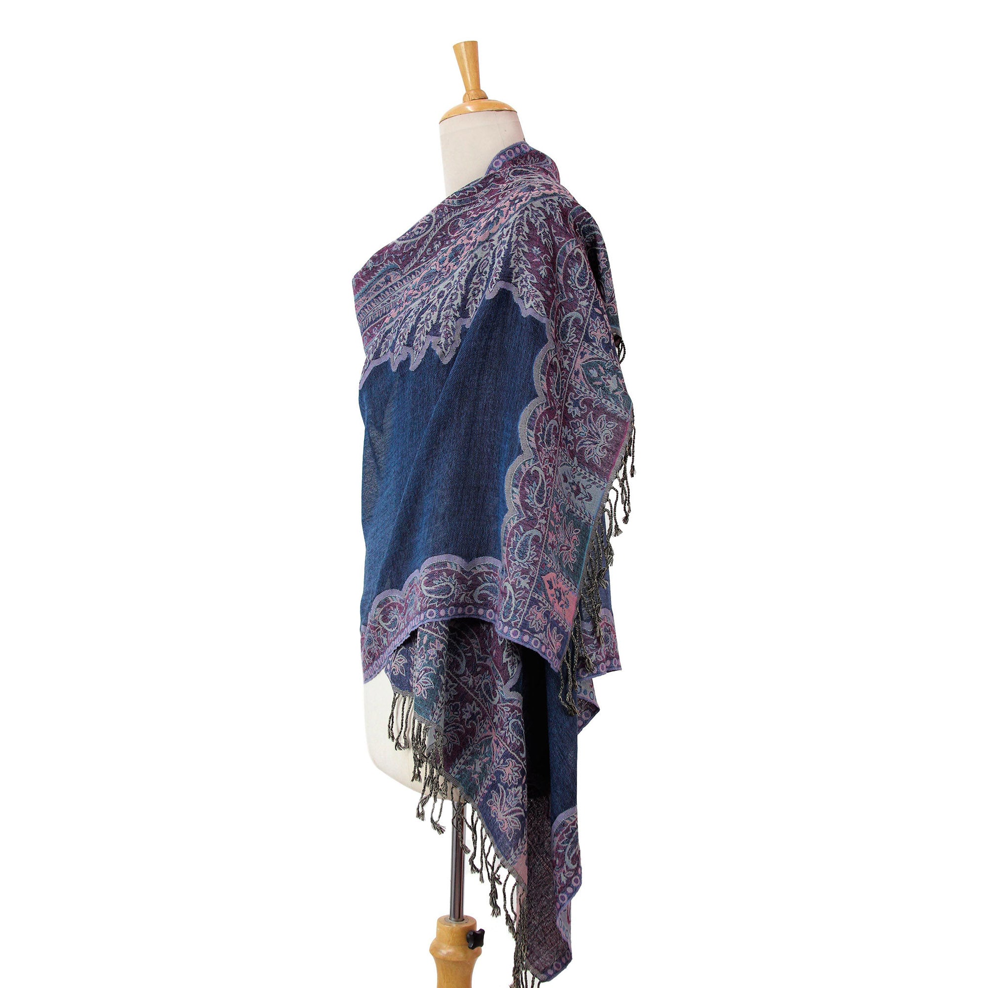 Orchid Paisley Jamawar Wool Purple Shawl