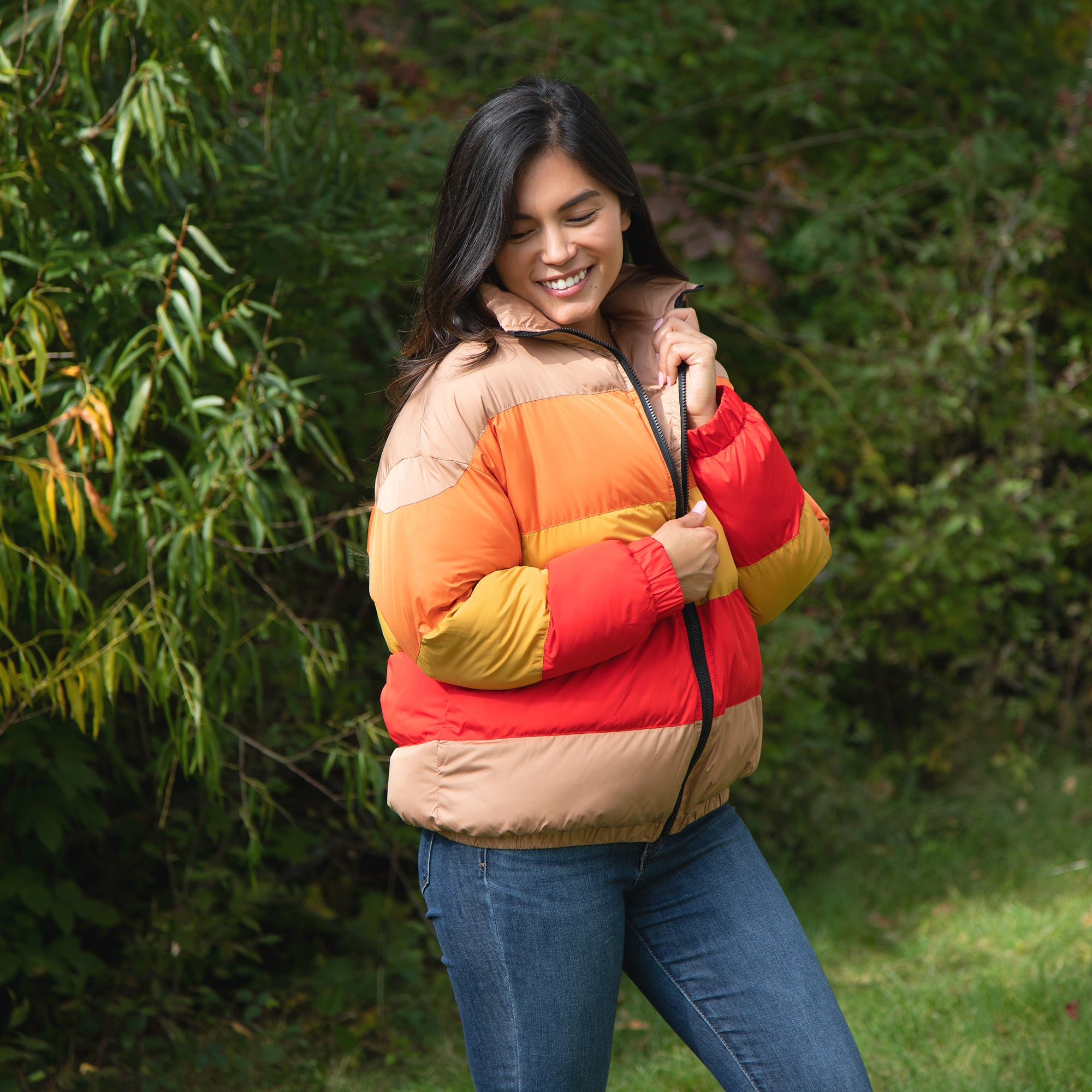 Morning Sun Color Block Puffer Jacket