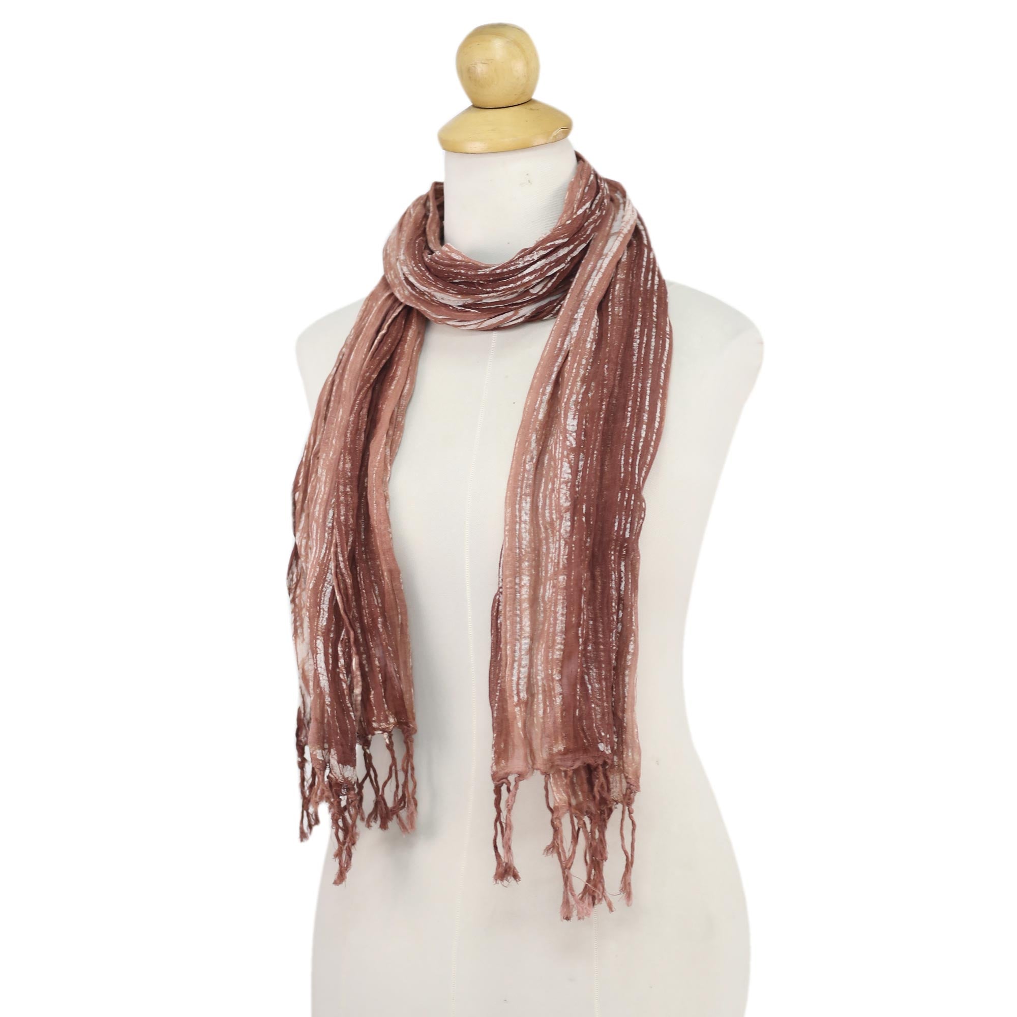 Speckled Field in Rosewood Batik Tie-Dyed Cotton Scarf in Rosewood from Thailand