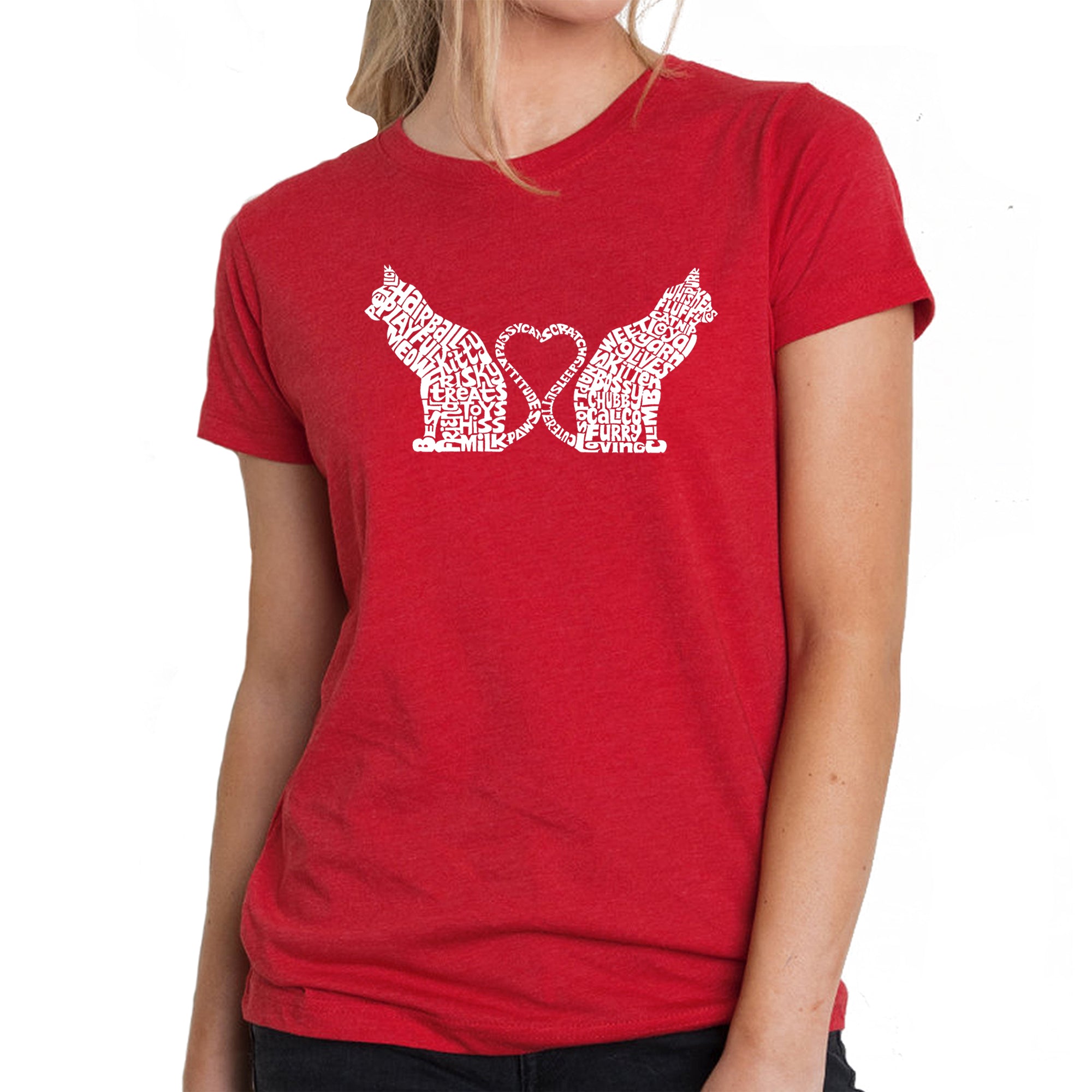 Cat Tail Hearts - Women's Premium Blend Word Art T-Shirt