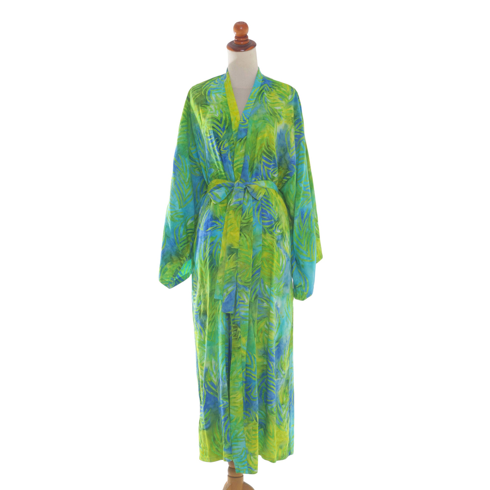 Leafy Haven Rayon Batik Robe