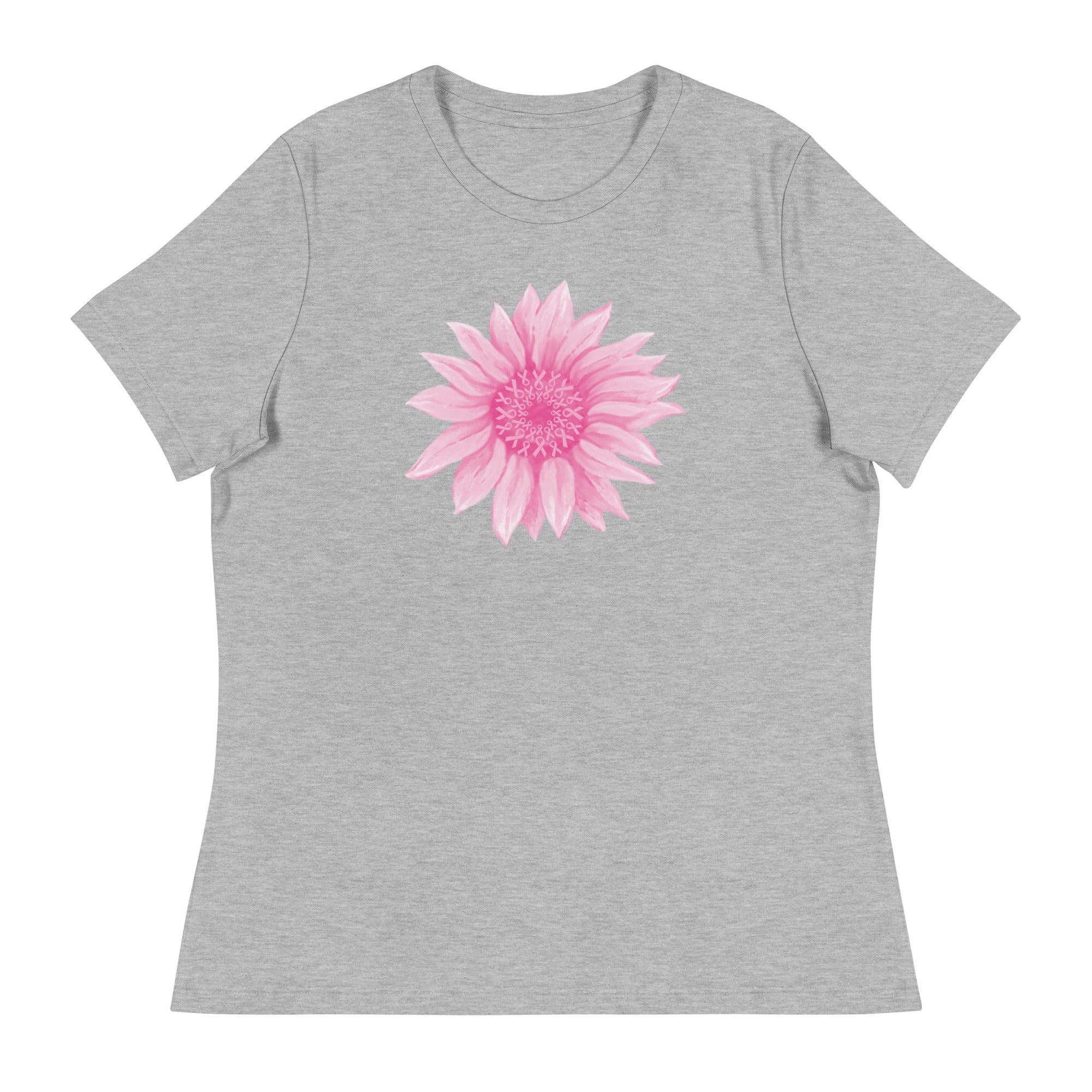 Pink Ribbon Sunflower Women's Relaxed T-Shirt