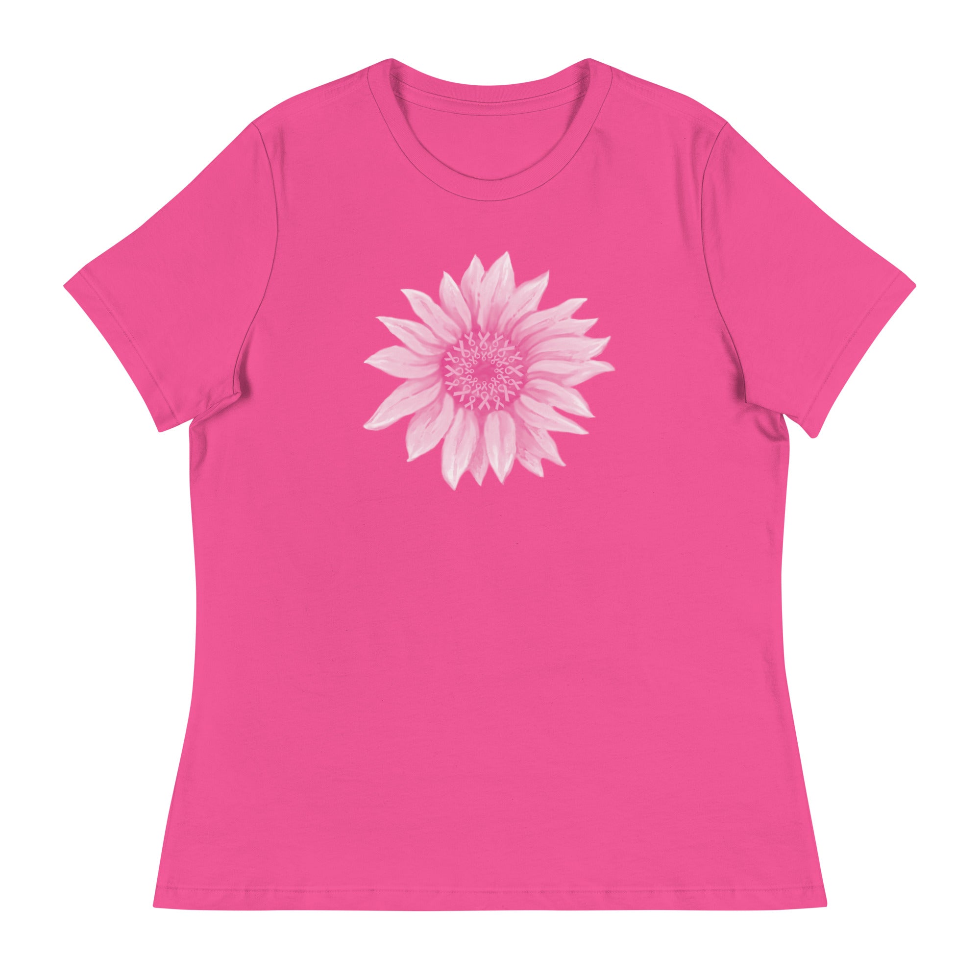 Pink Ribbon Sunflower Women's Relaxed T-Shirt