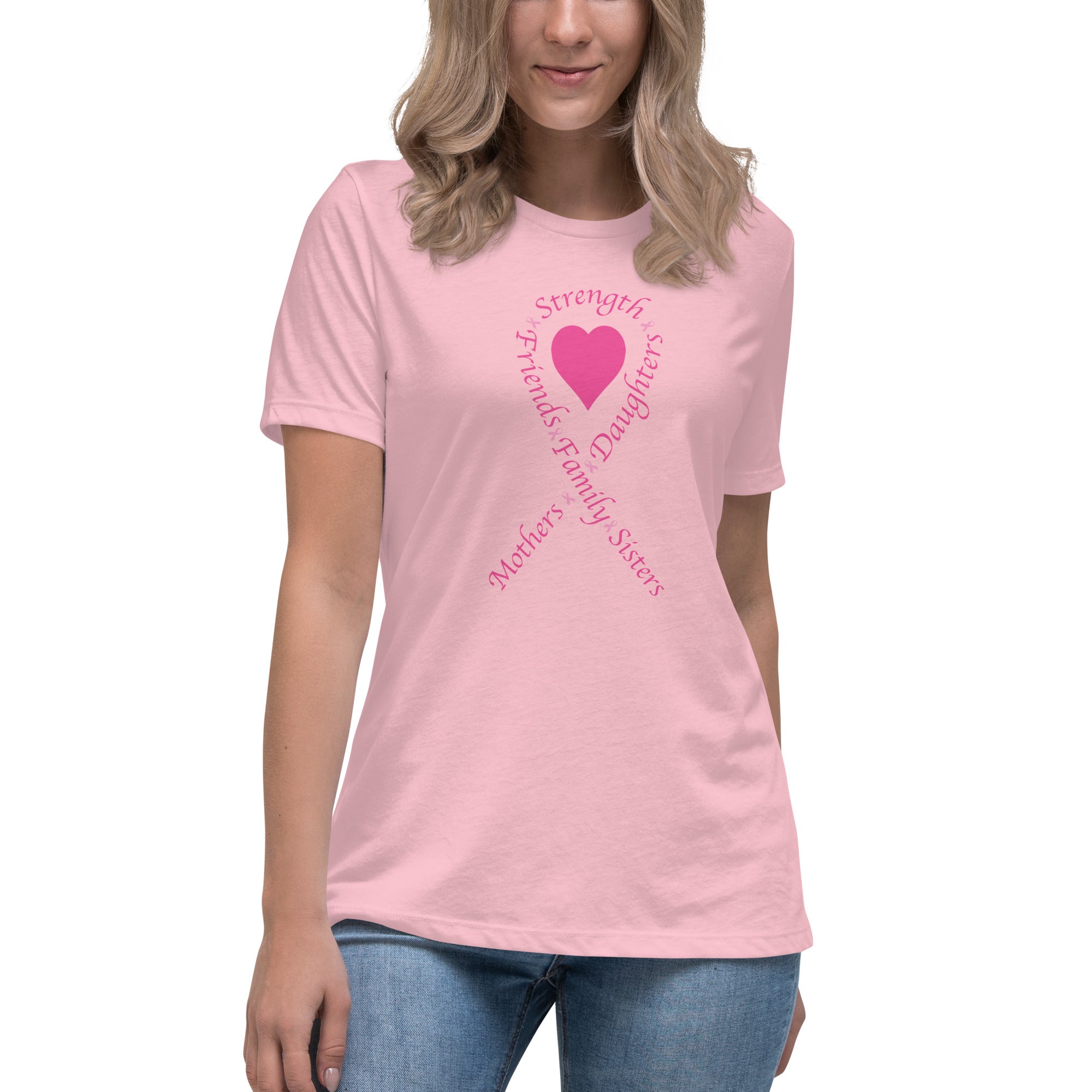 Pink Heart Ribbon Women's Relaxed T-Shirt