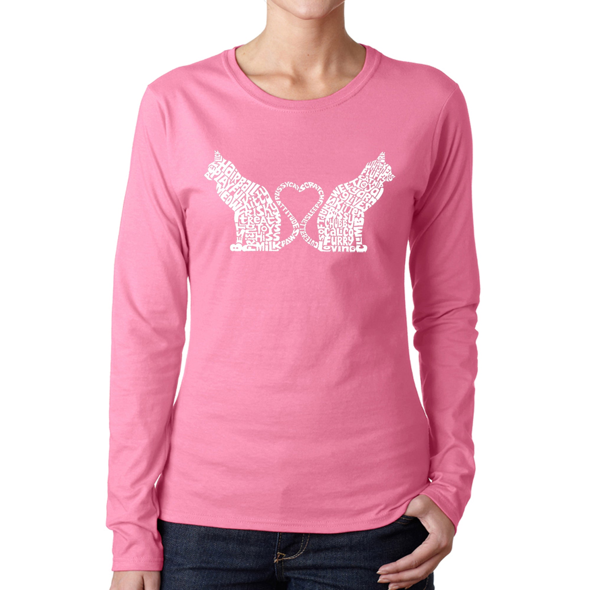 Cat Tail Hearts - Women's Word Art Long Sleeve T-Shirt