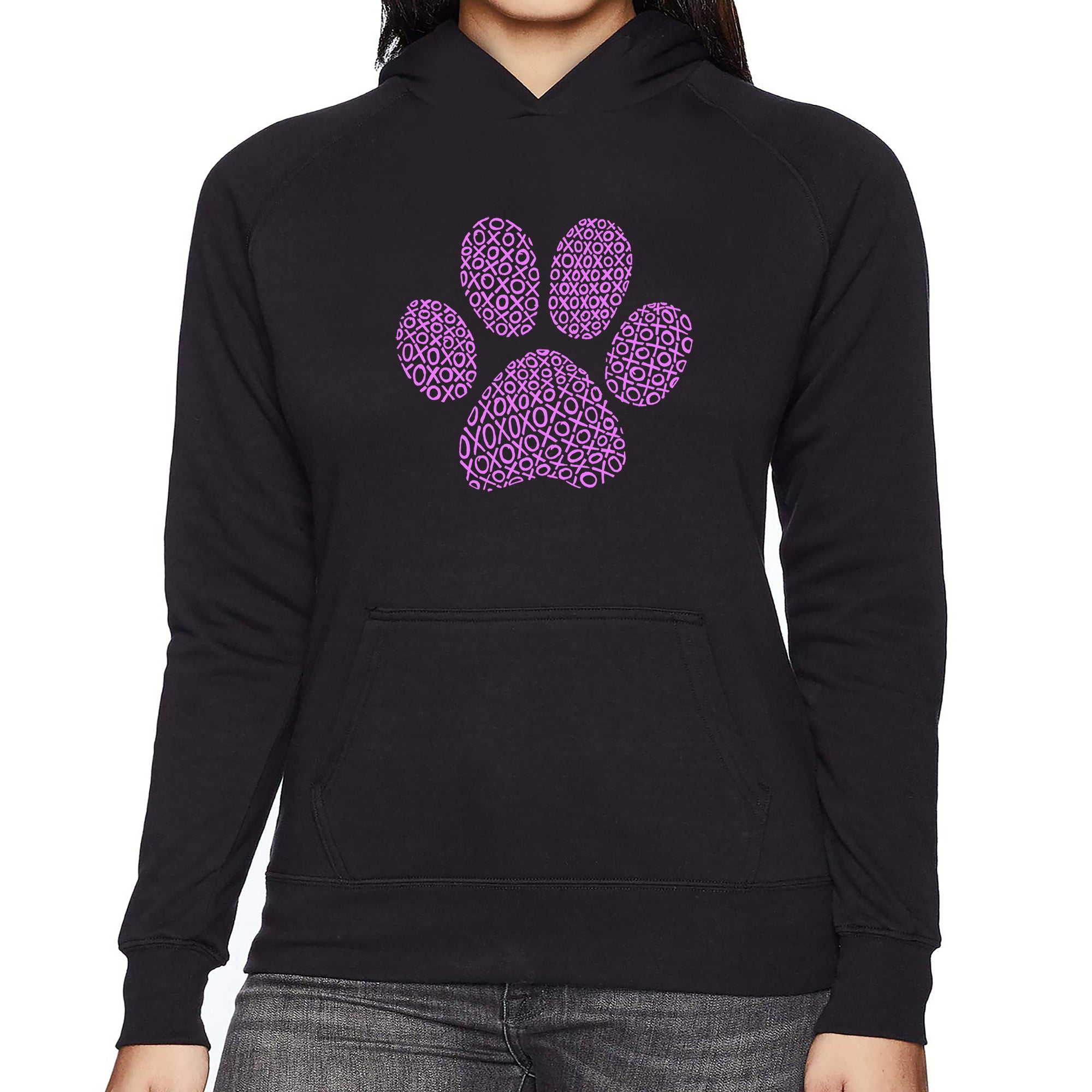 XOXO Dog Paw  - Women's Word Art Hooded Sweatshirt