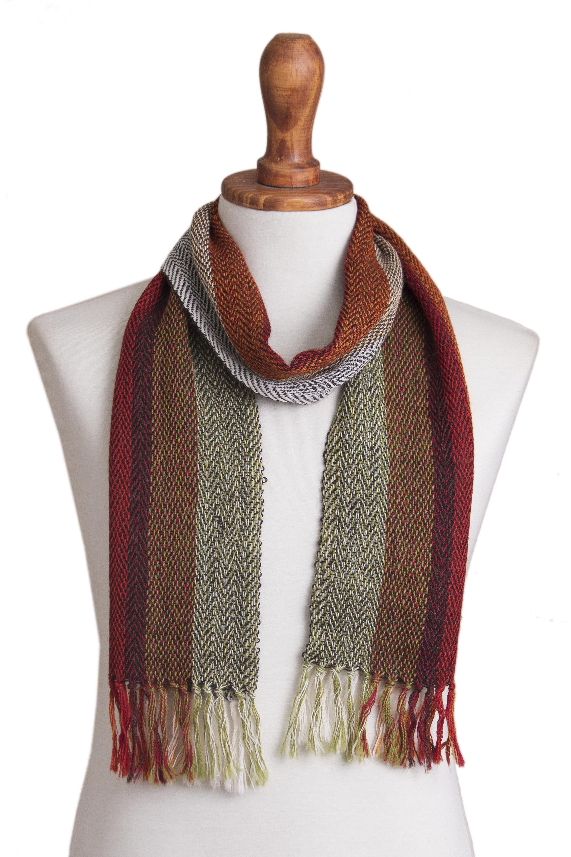 Dream of Colors Handwoven 100% Alpaca Scarf with Stripes from Peru