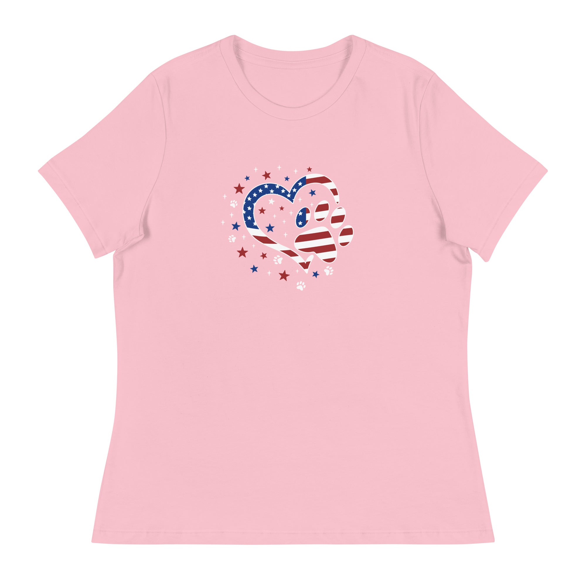 Star Spangled Paw Print Love Women's Relaxed T-Shirt