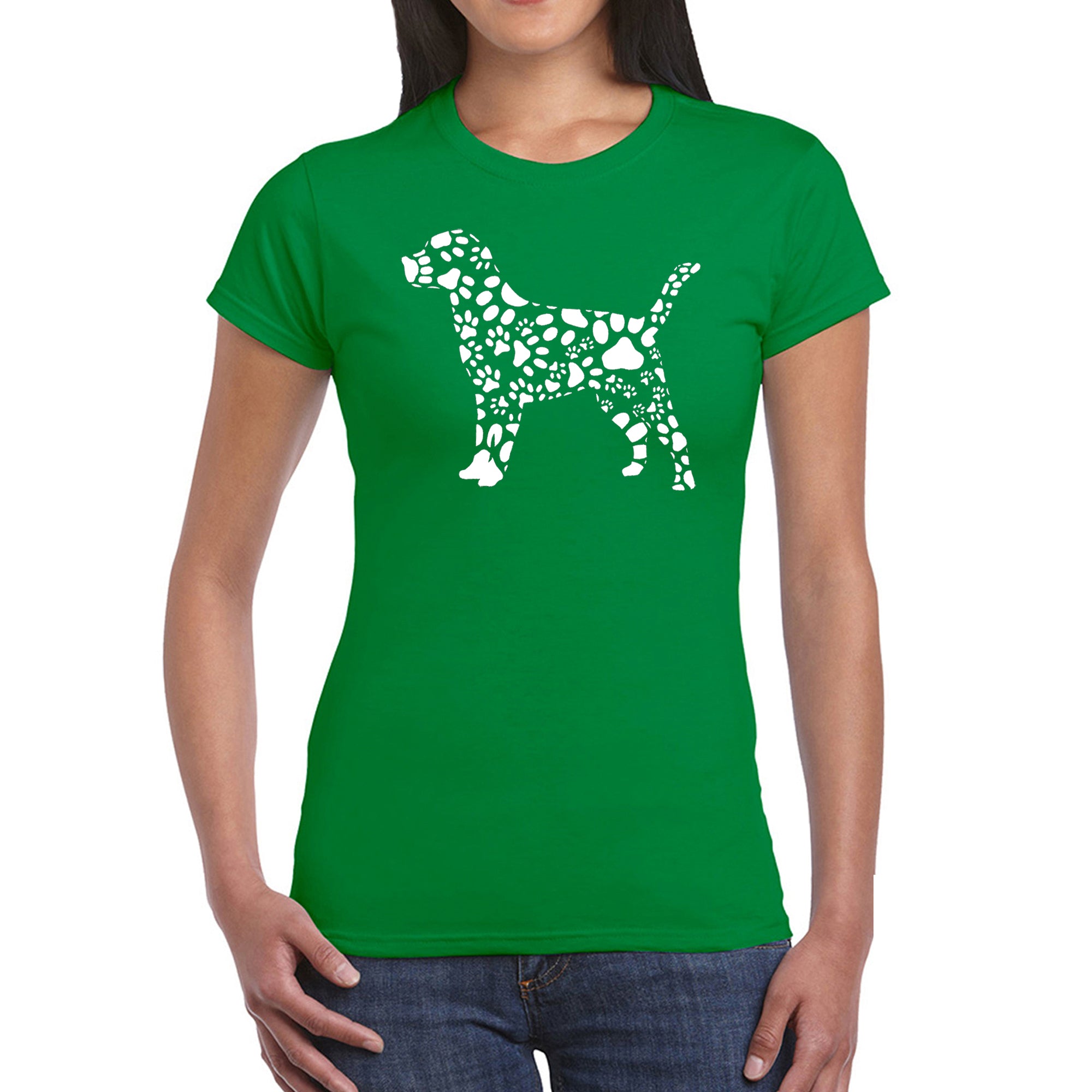 Dog Paw Prints  - Women's Word Art T-Shirt