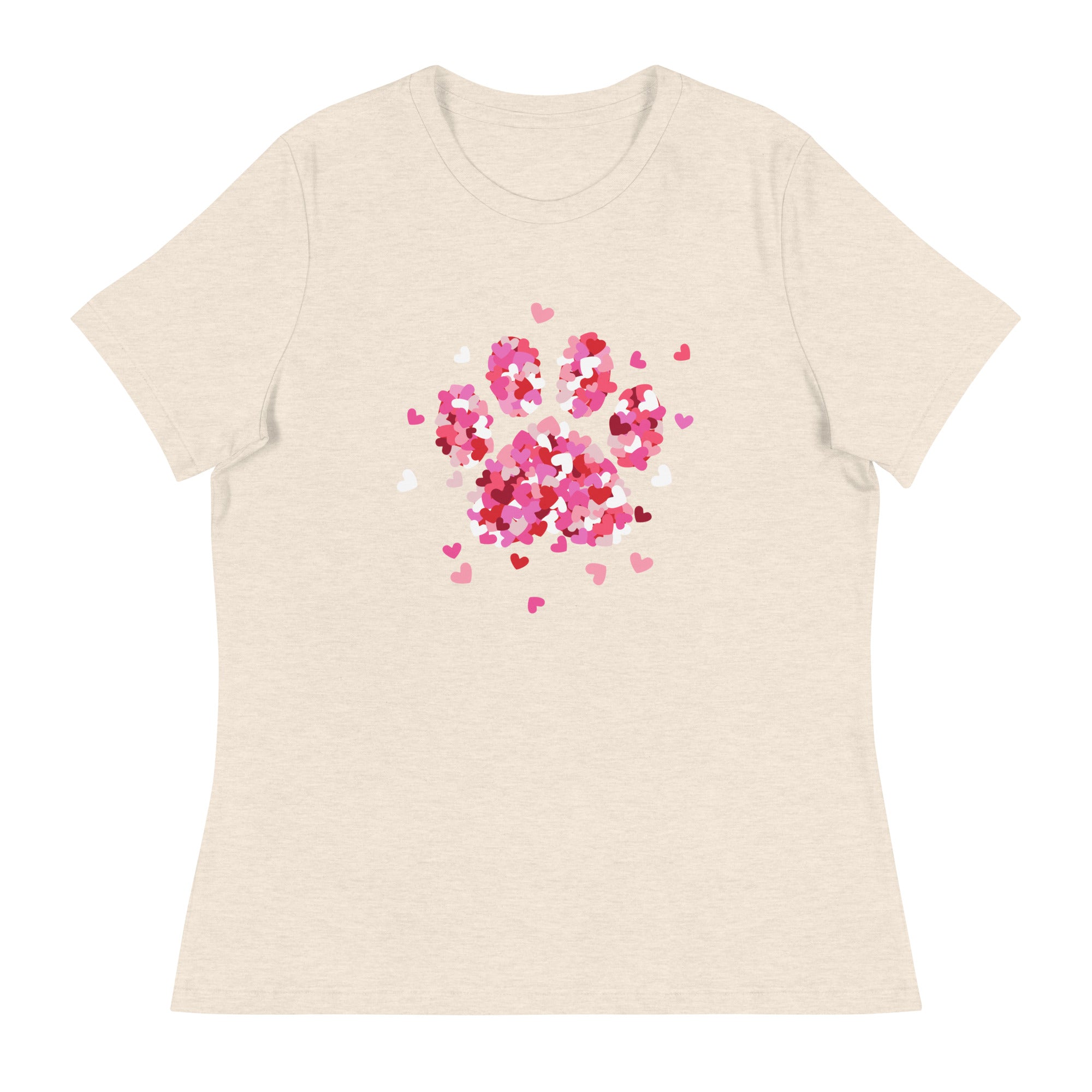 Pink Paw Print of Hearts Women's Relaxed T-Shirt