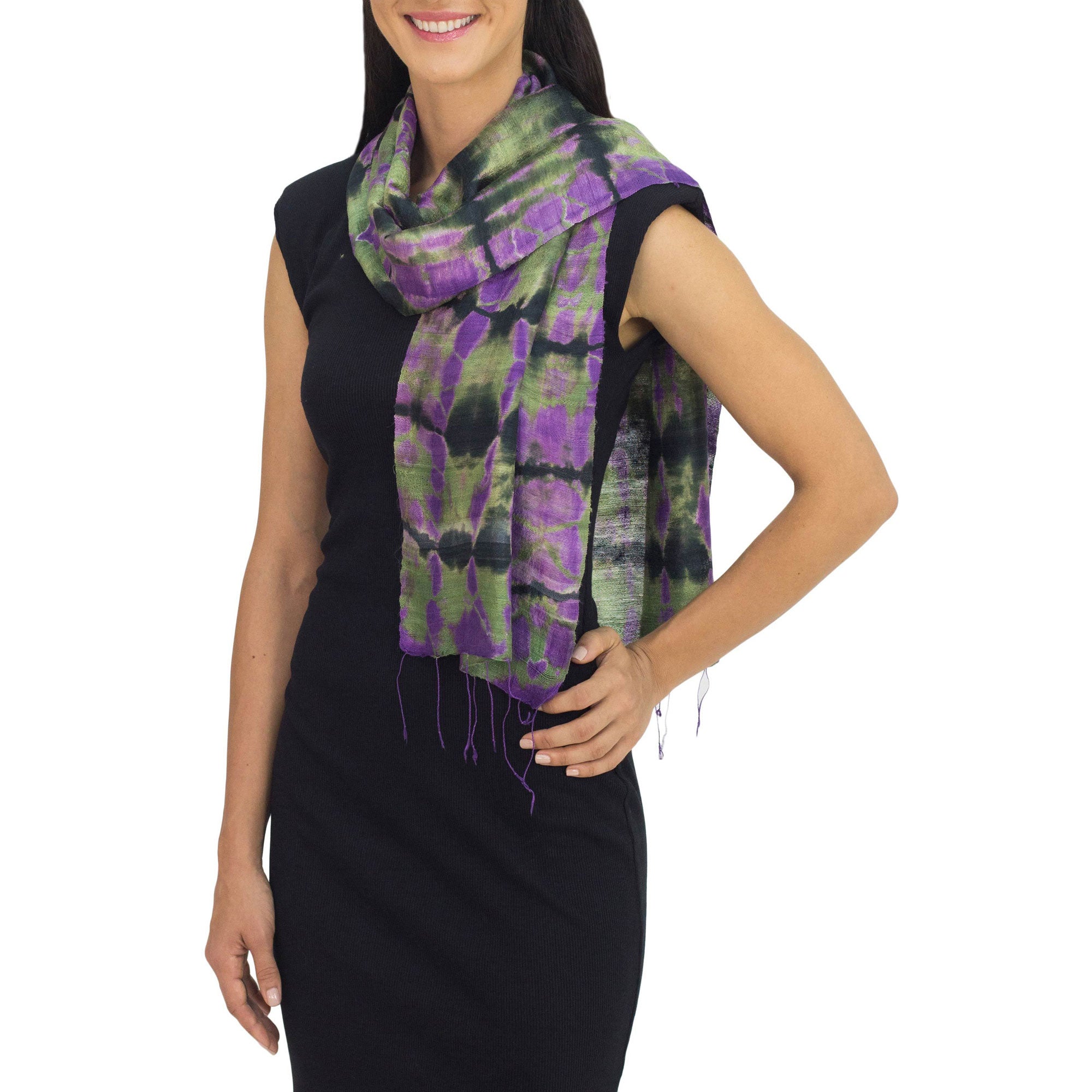 Green Wilderness Multicolor Silk Scarf