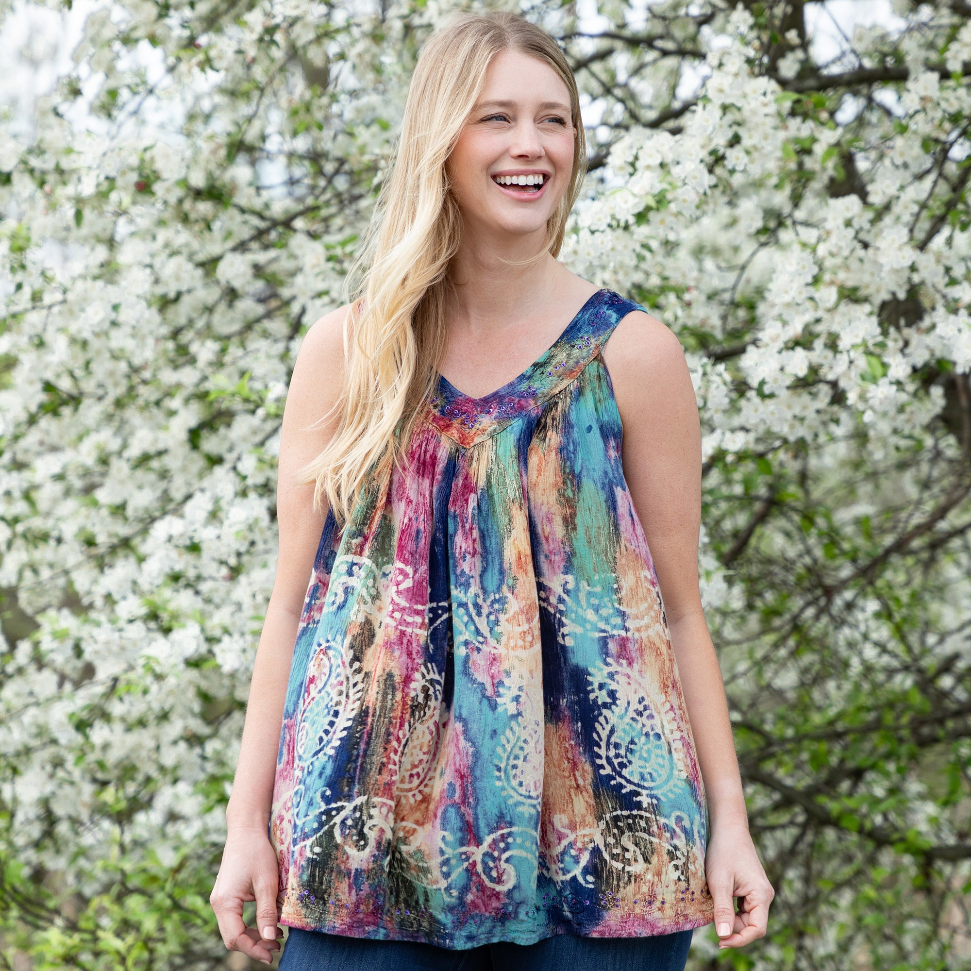 Beaded Swirl Sleeveless Tunic