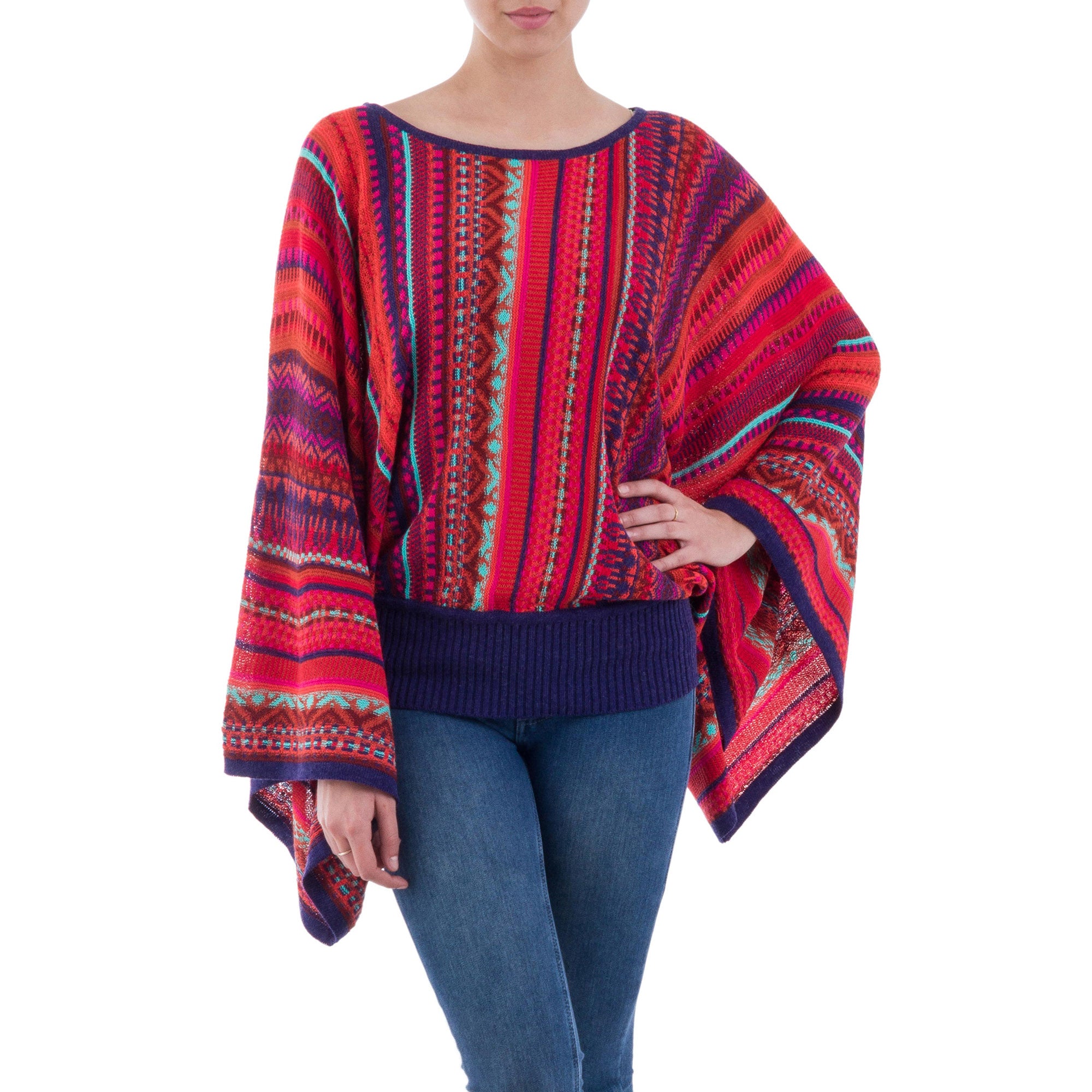 Cuzco Dance Multicolor Kimono Sleeve Sweater