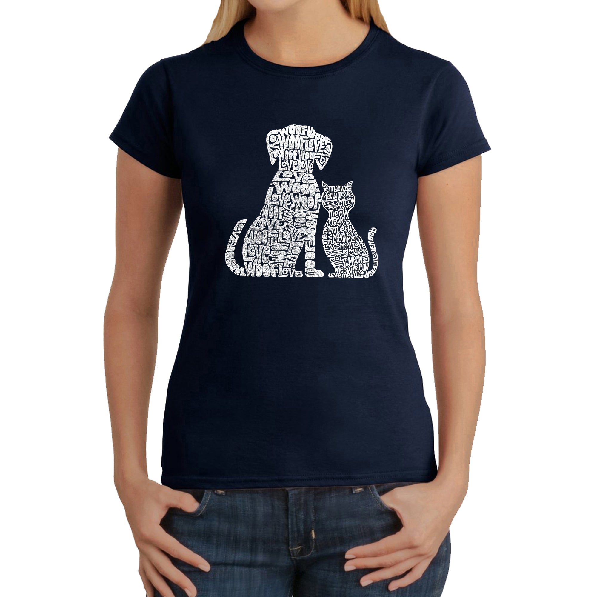 Dogs and Cats  - Women's Word Art T-Shirt