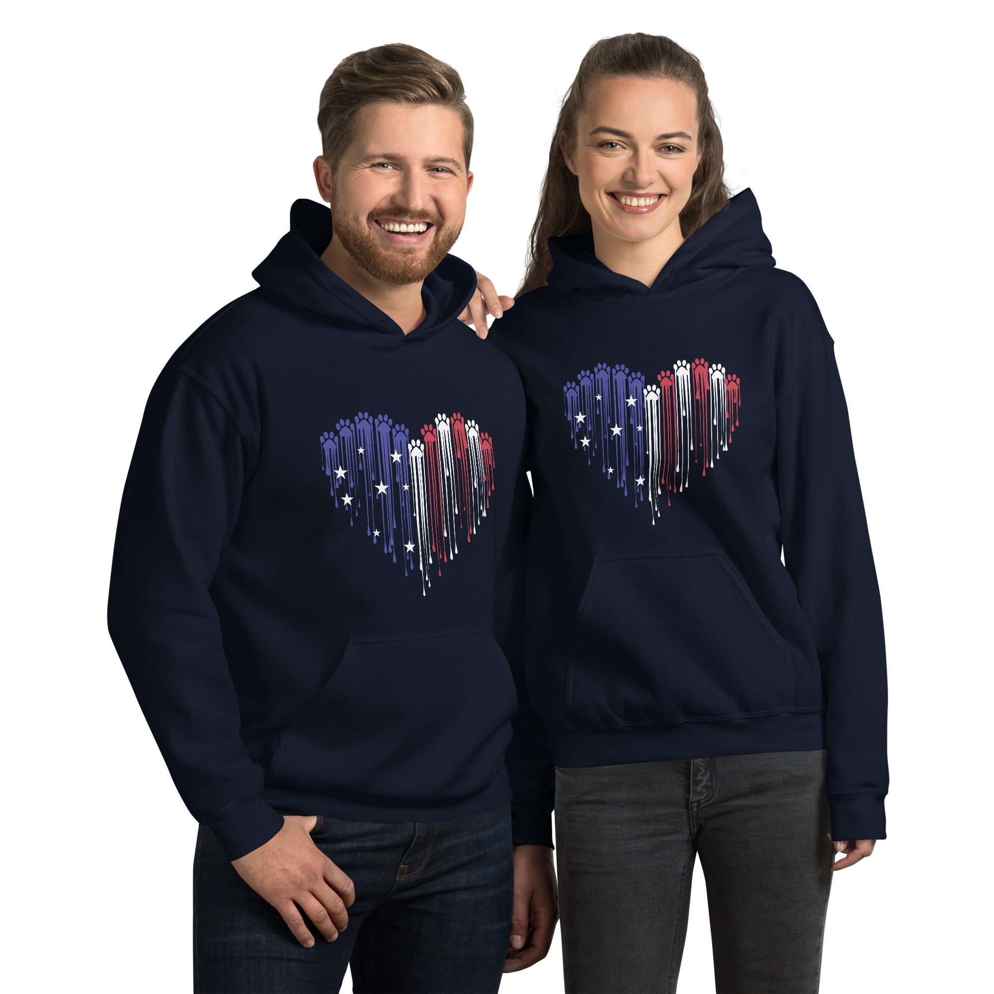 Painted Paws American Heart Flag Hoodie