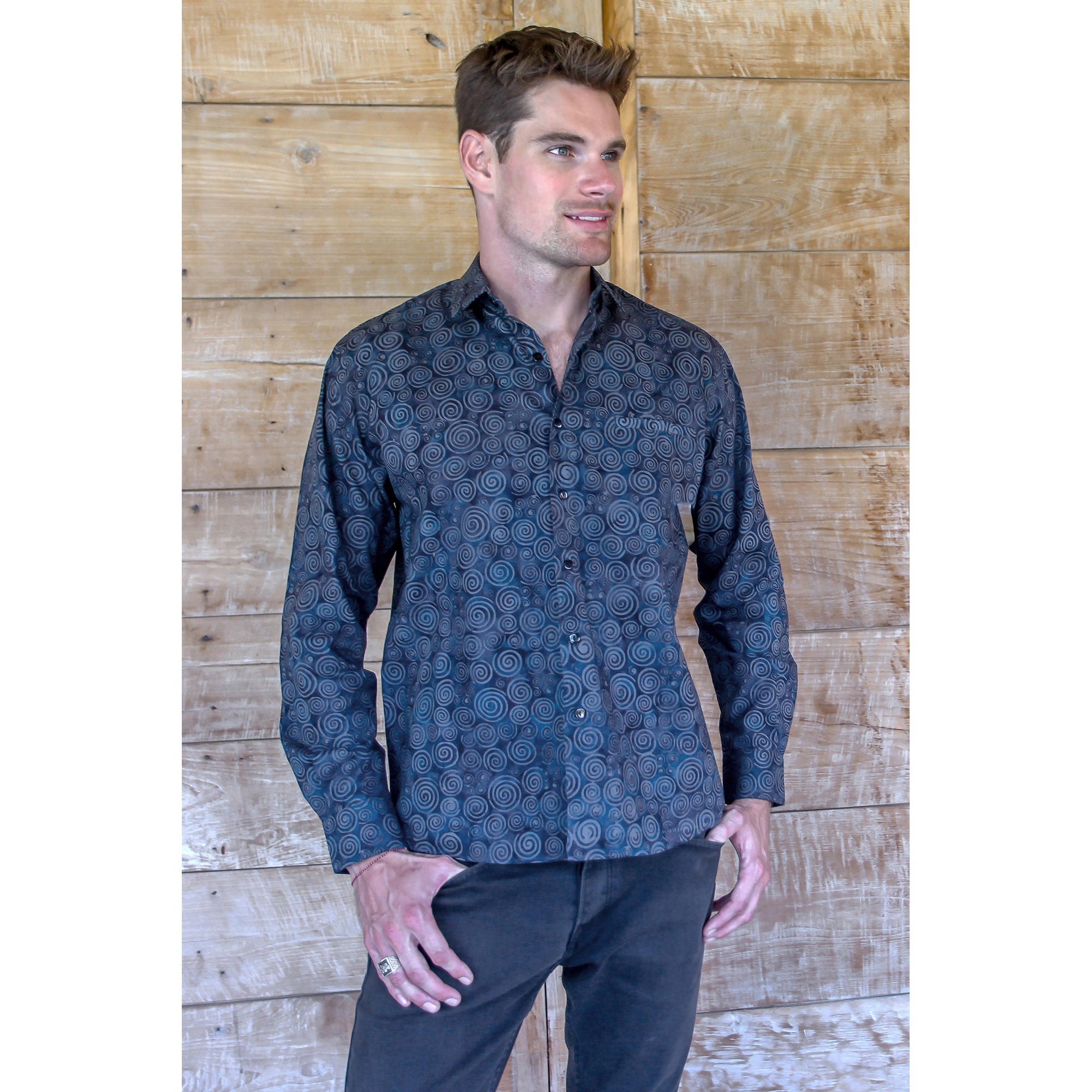 Hypnotic Blue Men's Cotton Shirt