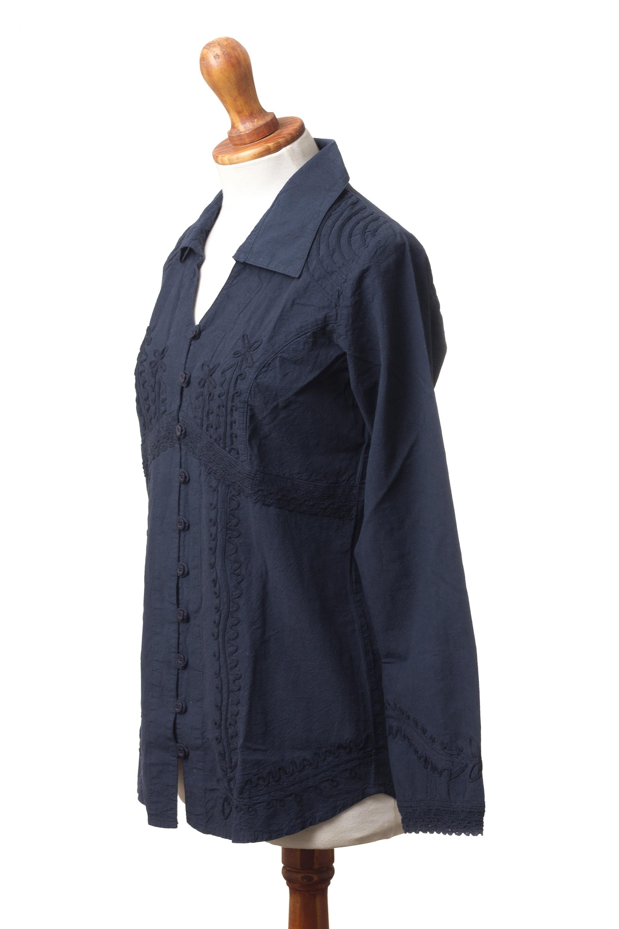 Lily of Incas in Navy Lily of the Incas Button-front Navy Blue Blouse