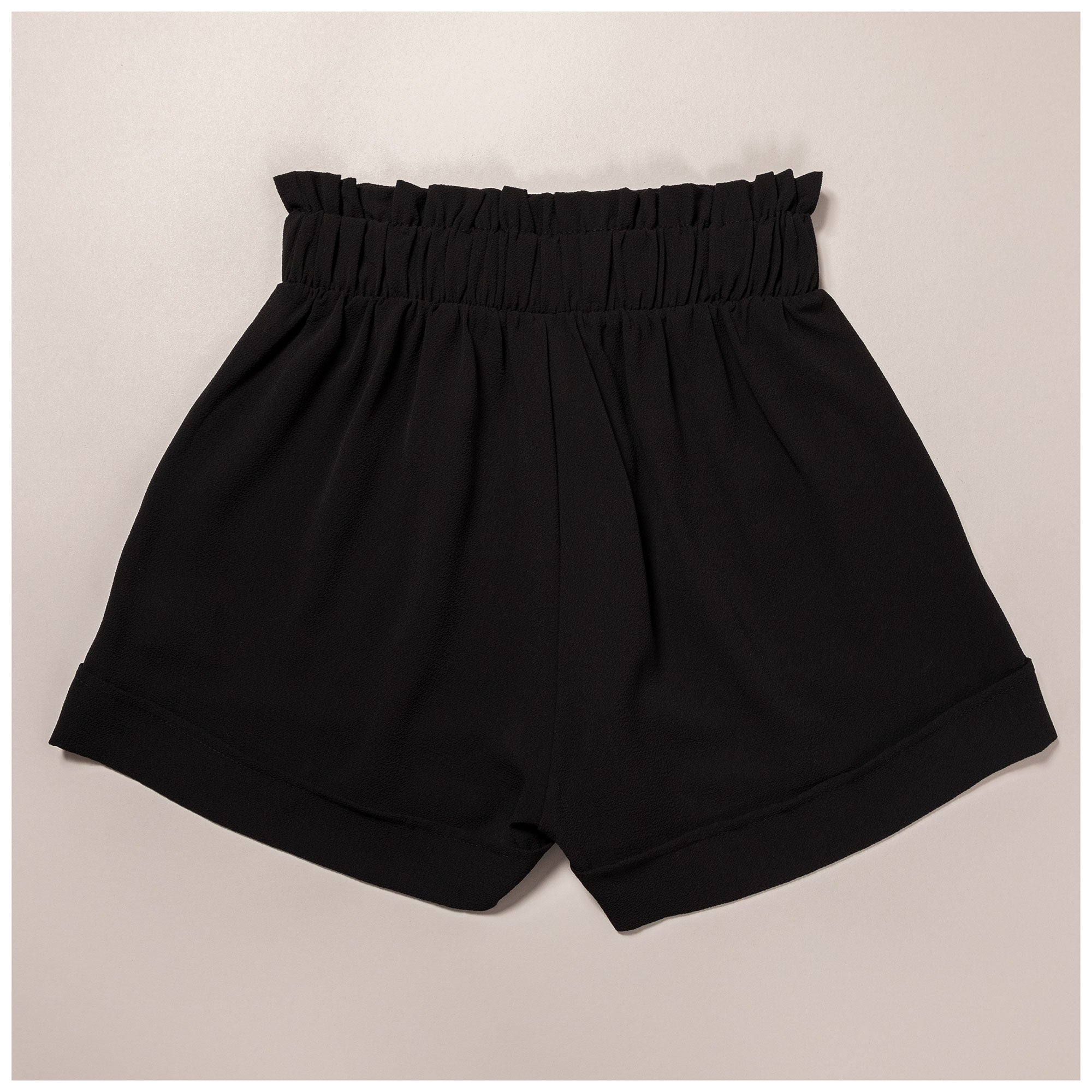 High-Waist Ruffle Top Cuff Shorts