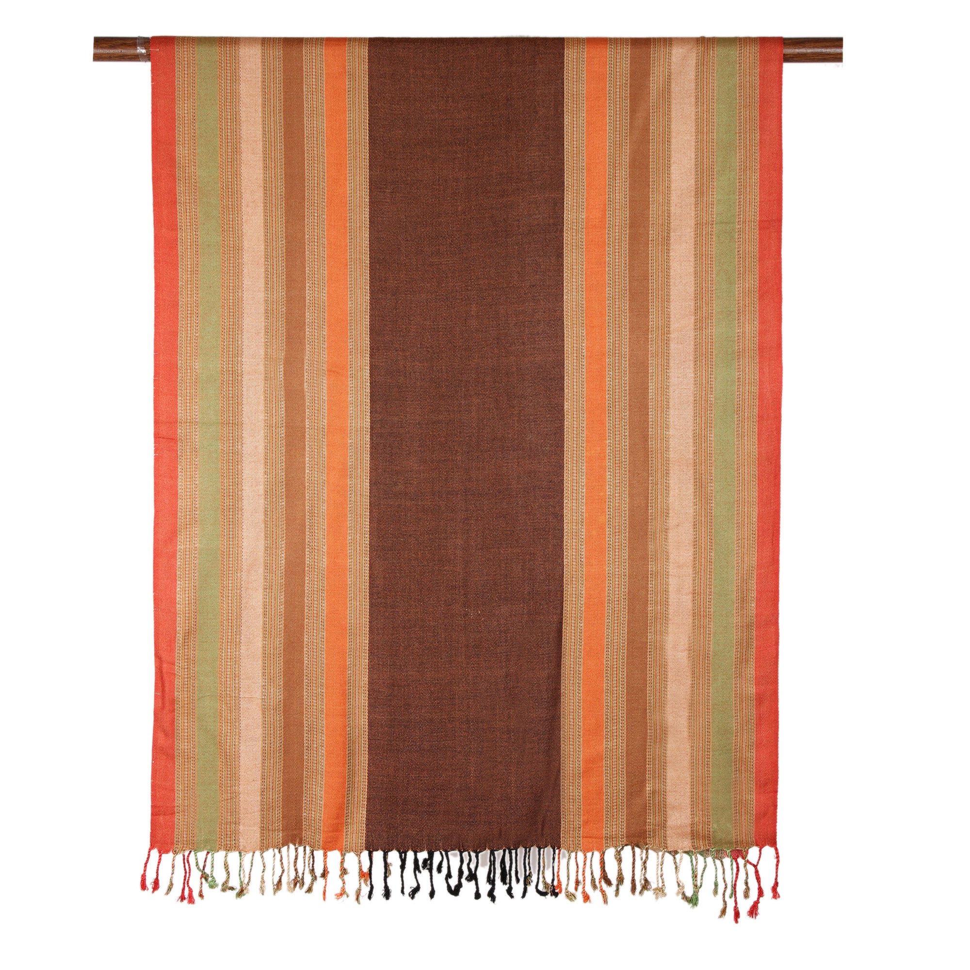 Multicolored Fusion Multicolored Striped Viscose Shawl from India