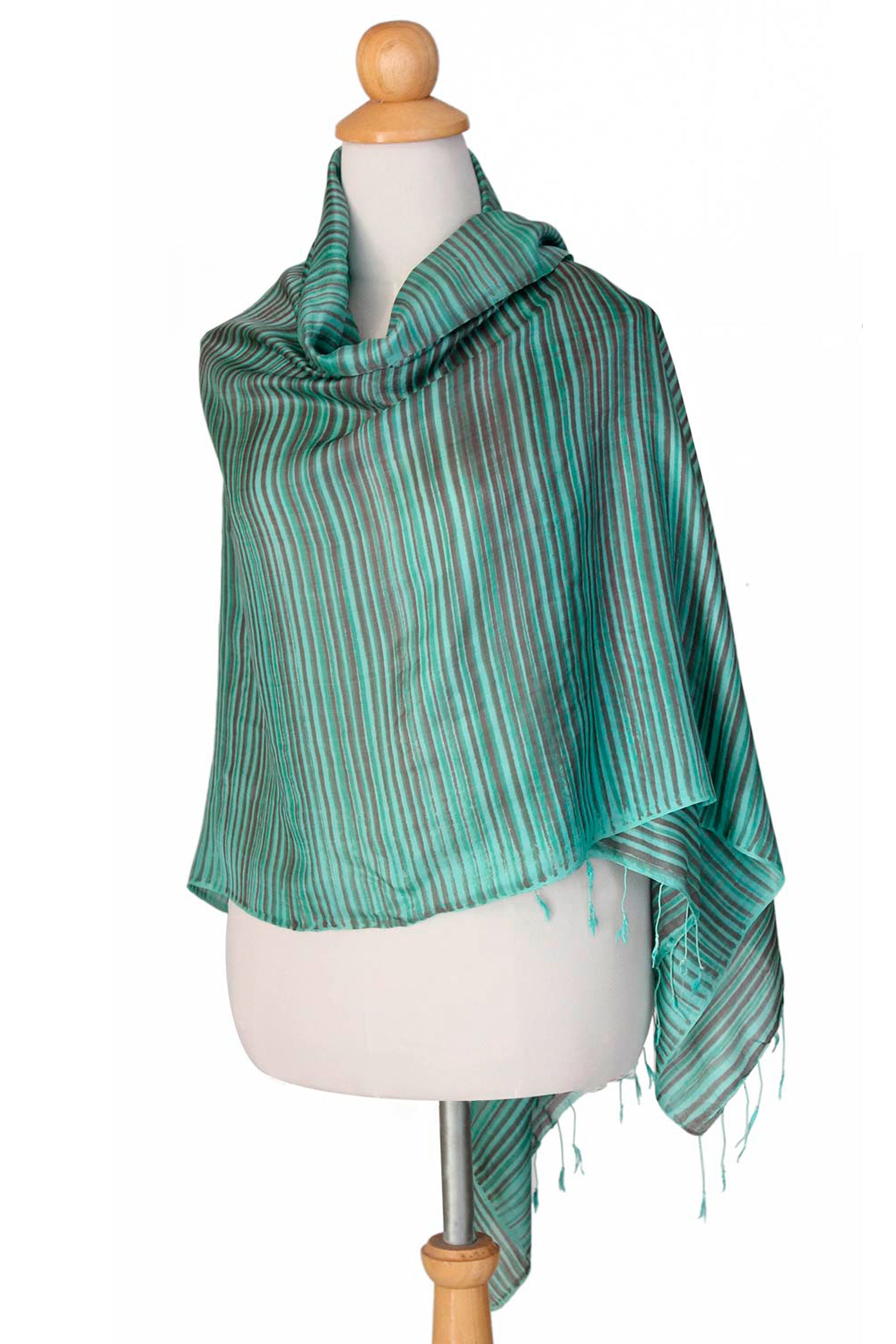 Mint Melody Fair Trade Silk Shawl