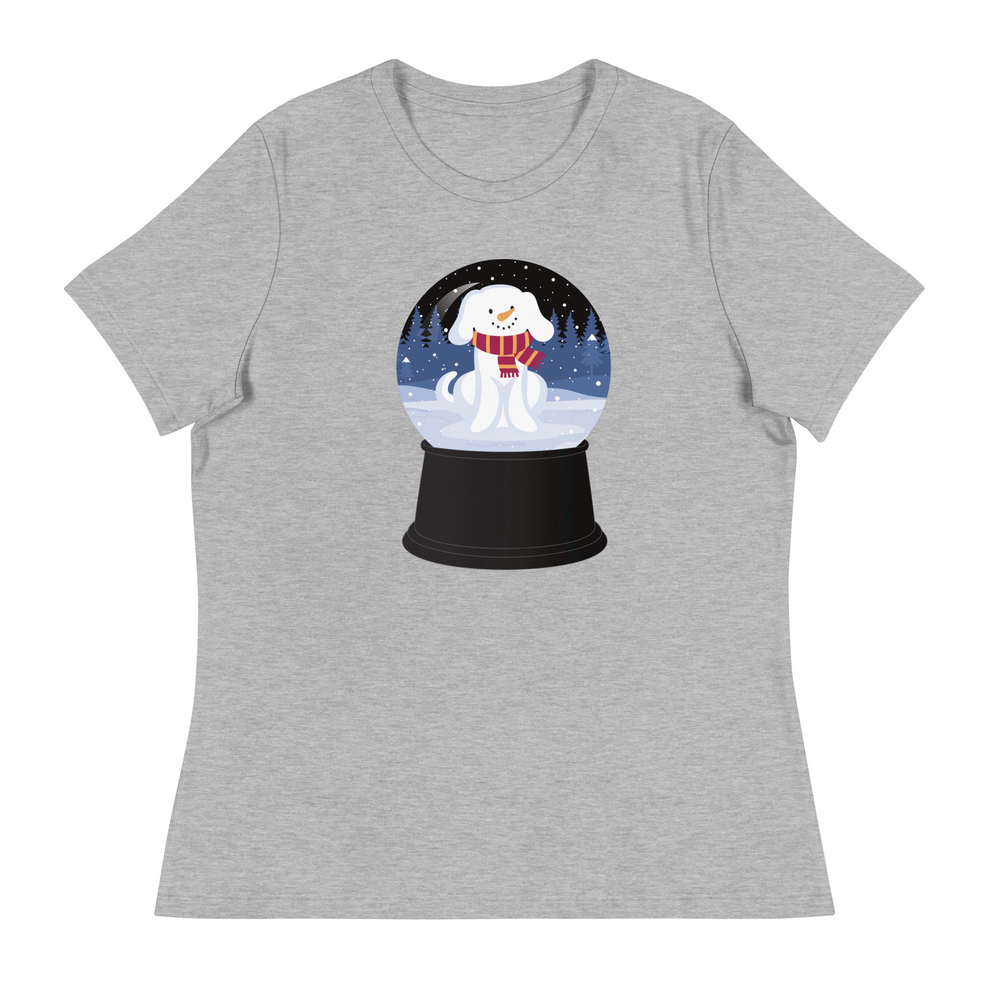 Snowman Puppy Snow Globe Women's Relaxed T-Shirt