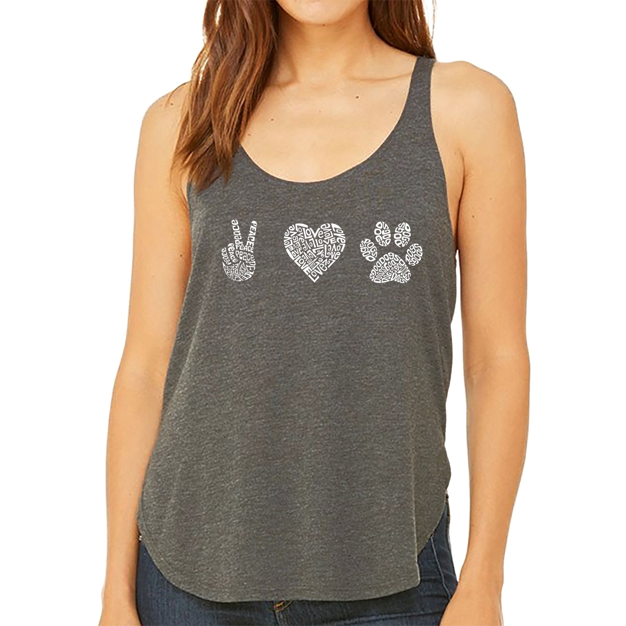 Peace Love Dogs  - Women's Premium Word Art Flowy Tank Top