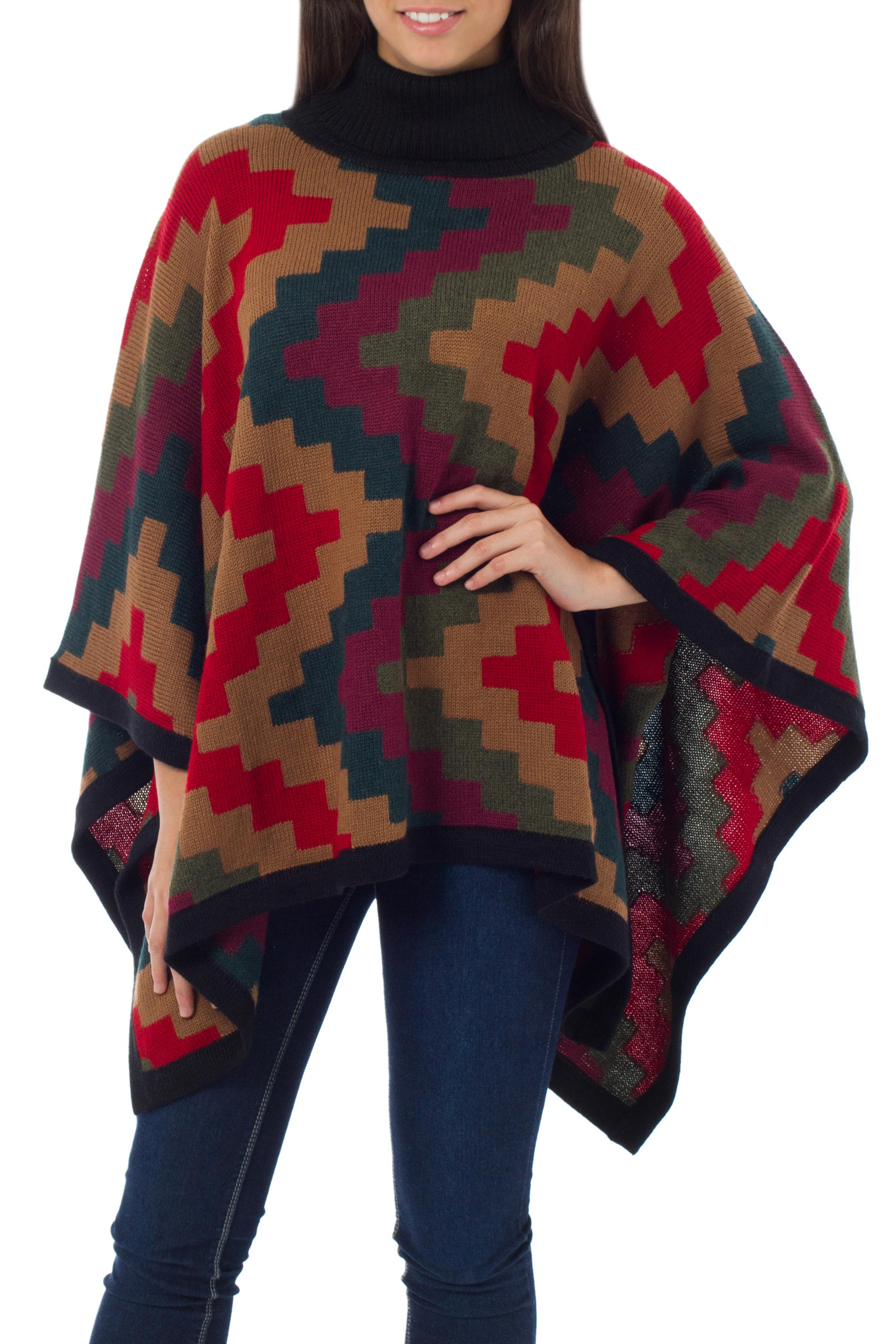 Pyramids Handmade Alpaca Blend Poncho