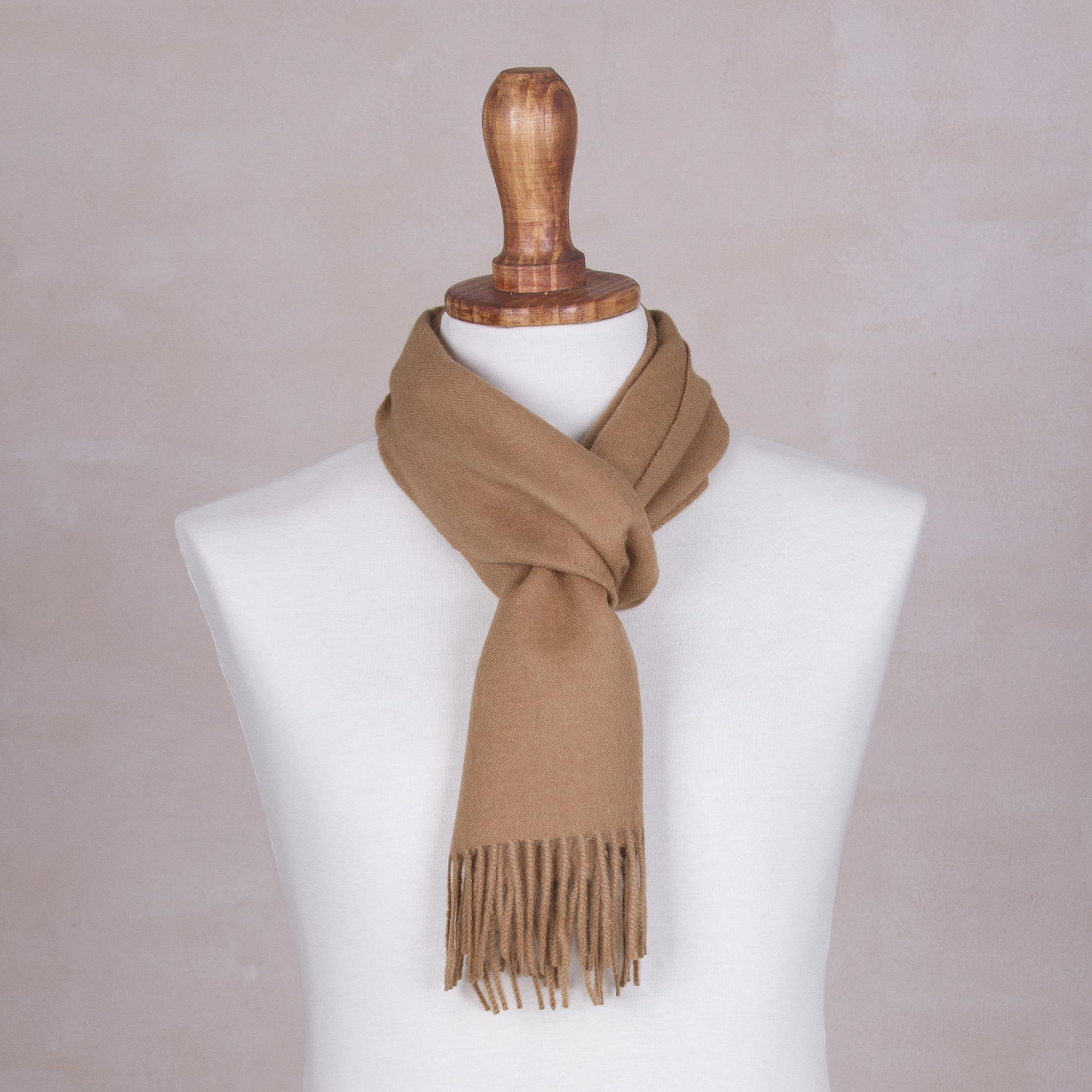 Desert Tan Men's Alpaca Scarf Woven in Peru