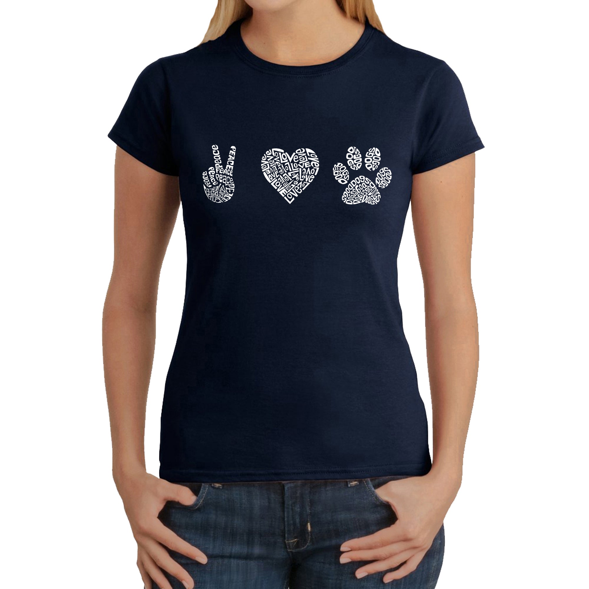 Peace Love Dogs  - Women's Word Art T-Shirt